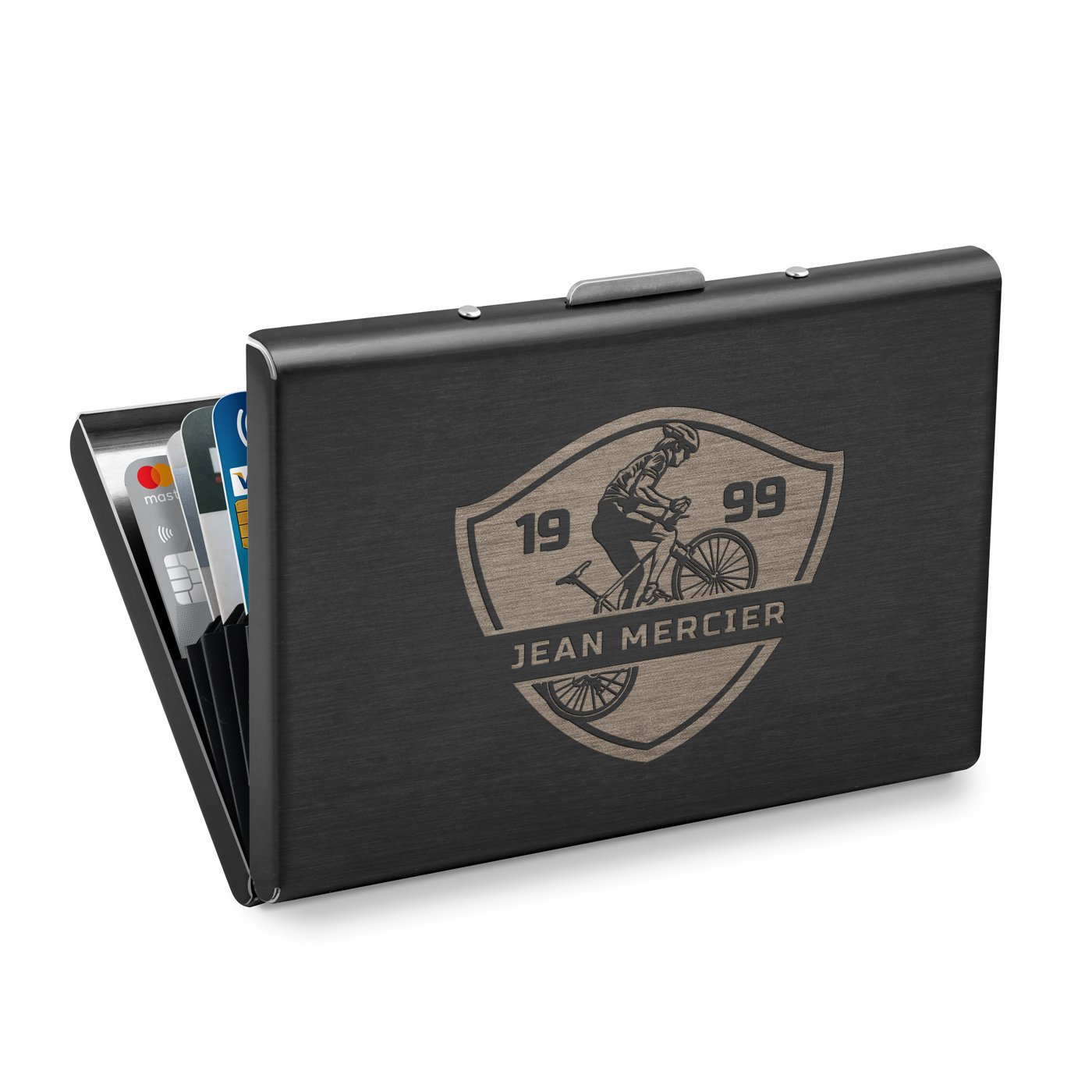 Porte-cartes en métal personnalisé Murrano pour amis cyclistes