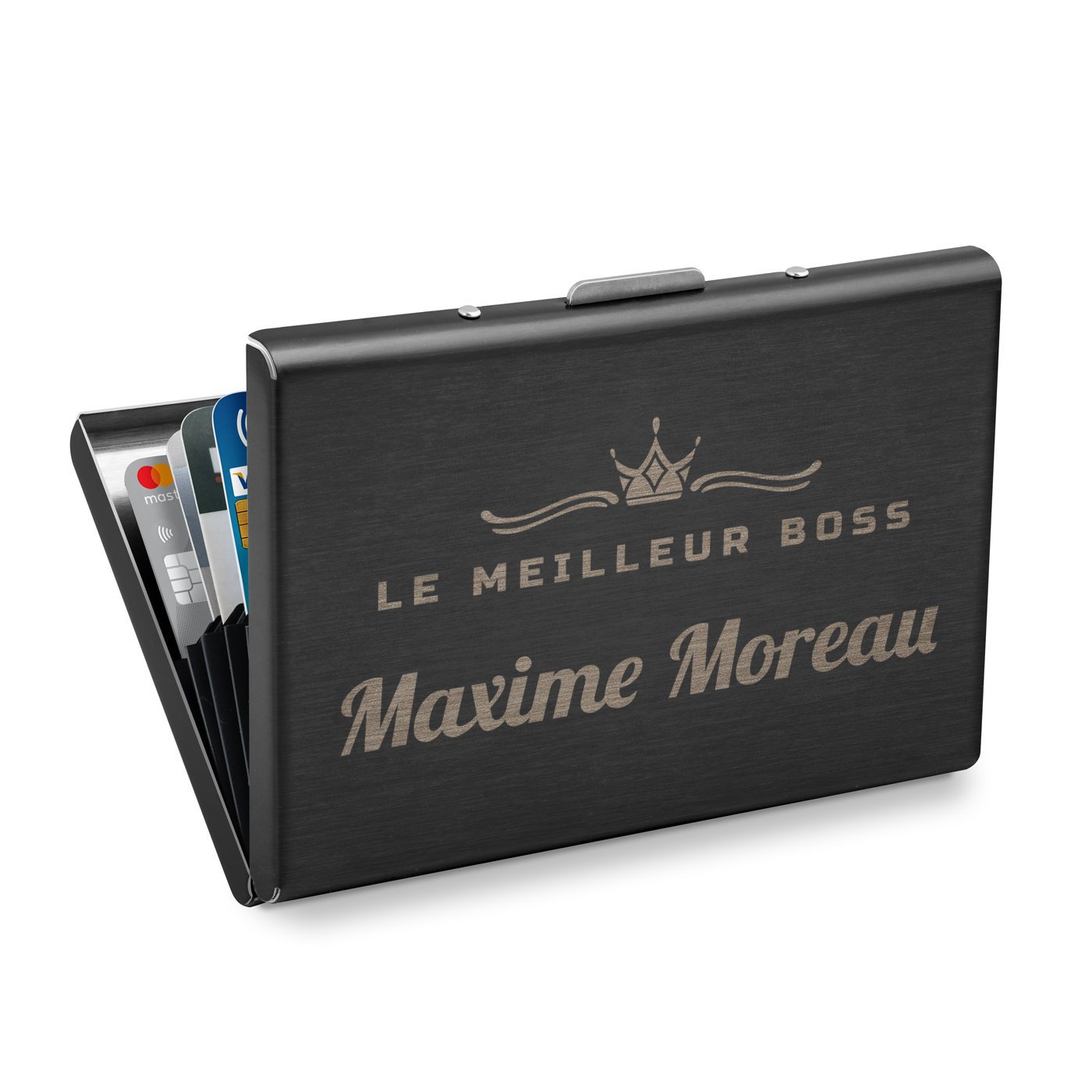 Porte-cartes en métal Murrano avec gravure personnalisée