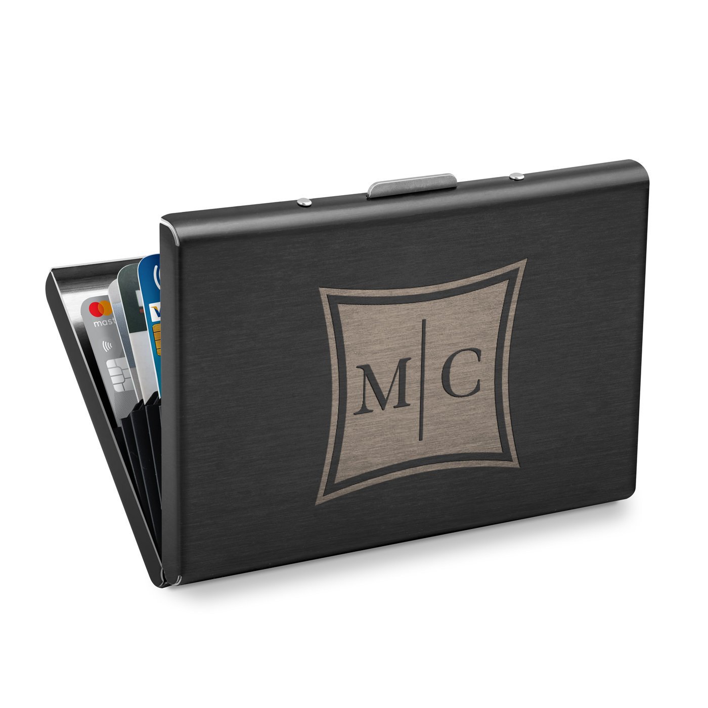 Porte-cartes de visite en métal Murrano personnalisé pour un couple