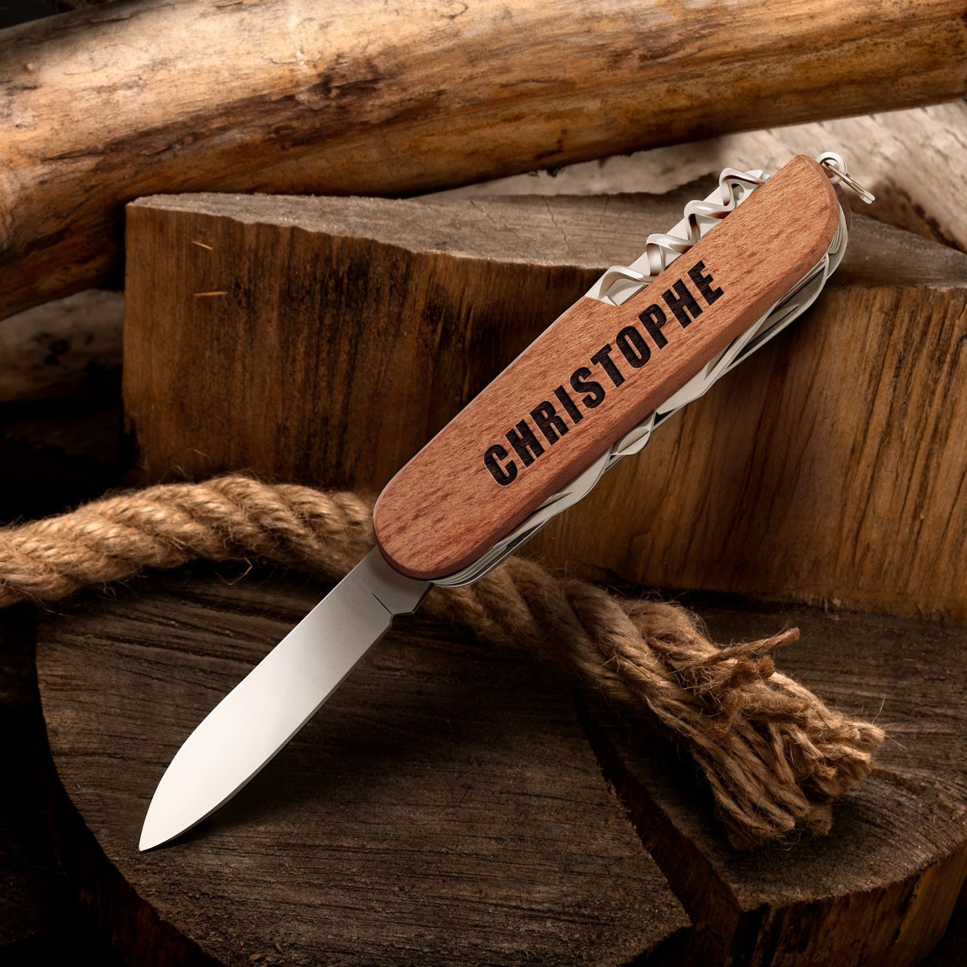 Cuchillo suizo personalizado de Murrano para hijo, yerno o esposo