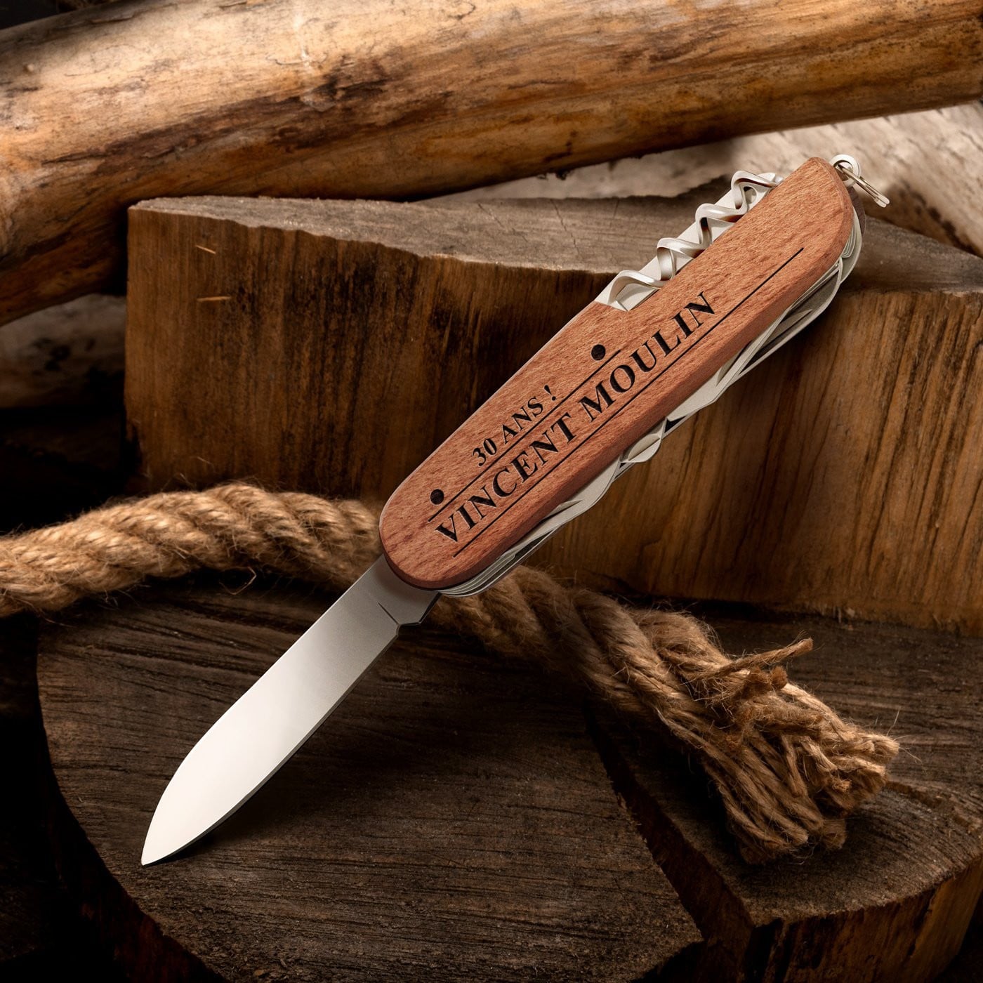 Cuchillo suizo personalizado Murrano para regalo de cumpleaños número 30