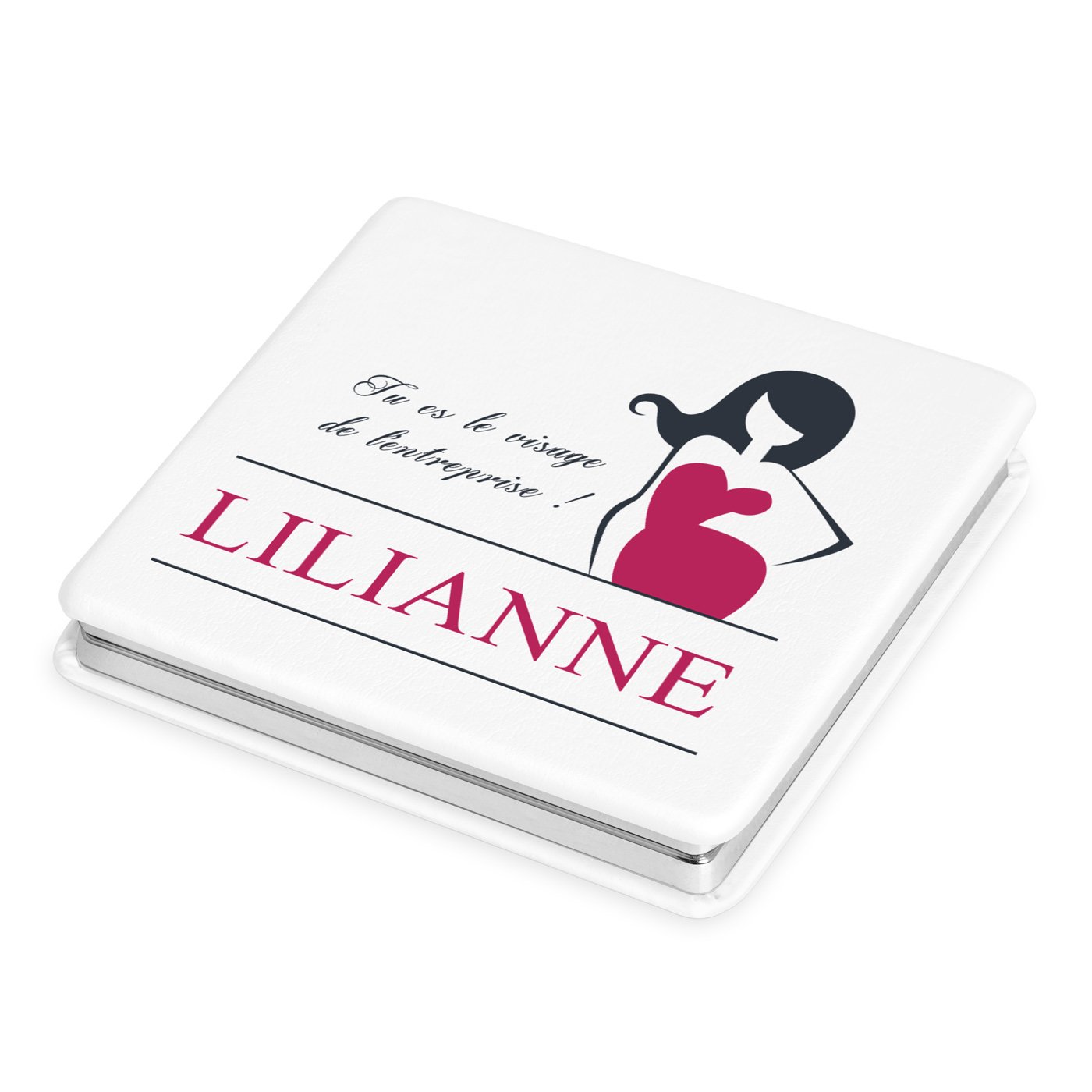 Espejo de bolsillo cuadrado blanco personalizado de Murrano para mujer, para el Día de la Secretaria
