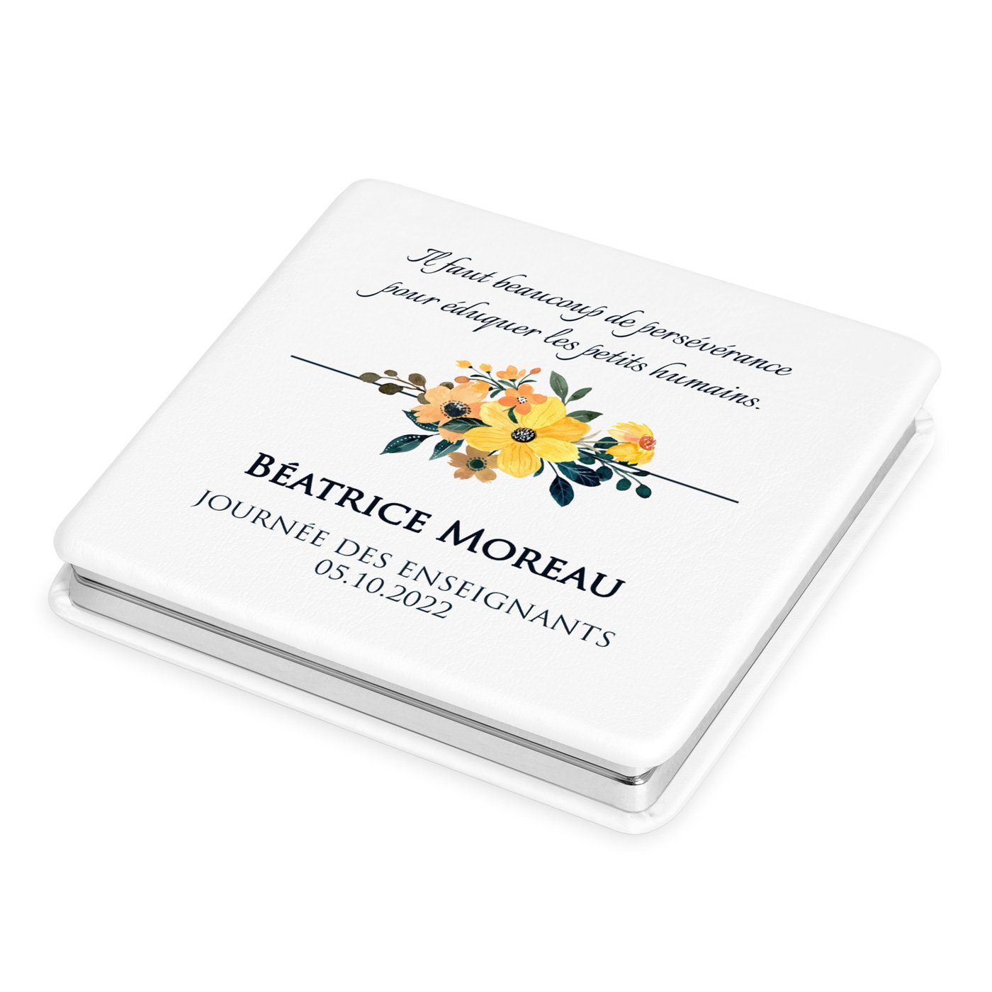 Espejo de mano cuadrado Murrano - Regalo personalizado para agradecer a un maestro