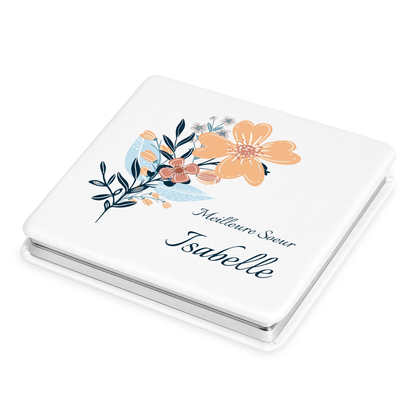 Espejo de bolsillo cuadrado Murrano - Personalizado para una mejor hermana