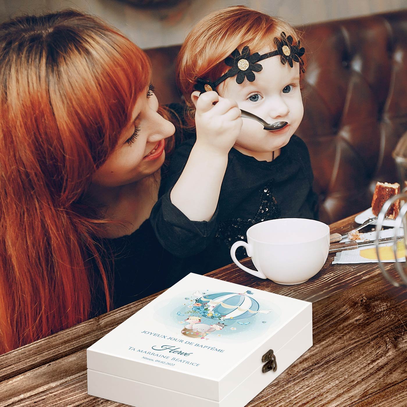 Murrano Customized Children's Cutlery Set for Baptism with Animal Design