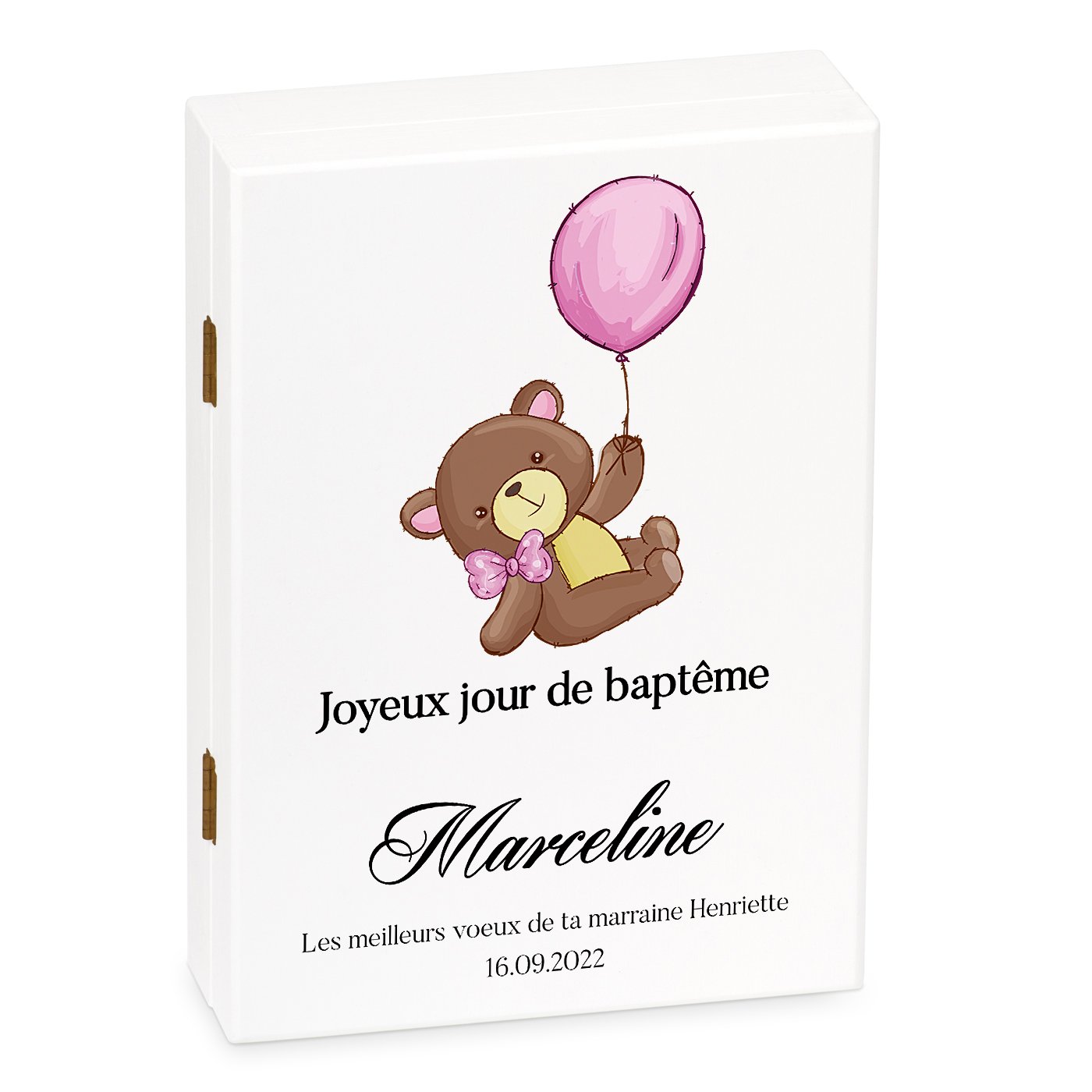 Murrano Customized Children's Cutlery Set with Engraved Name for Girl's Baptism - Bear Balloon