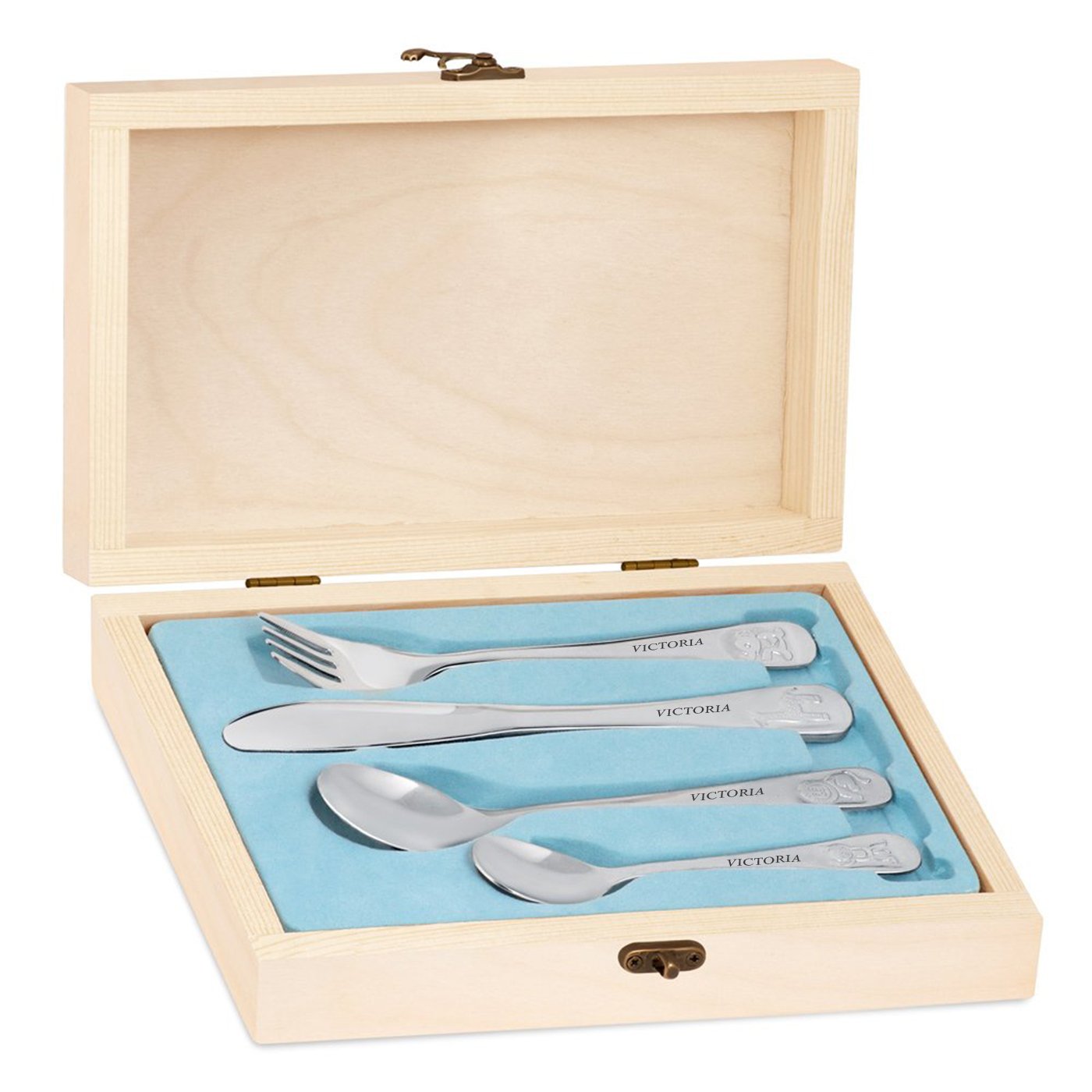 Murrano Personalized Children's Cutlery Set for Girl's 1st Birthday