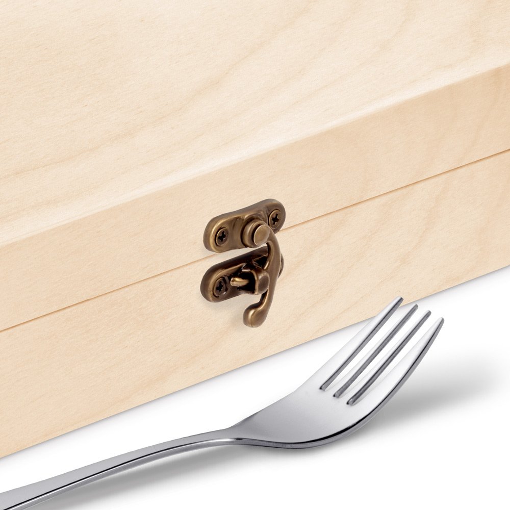 Murrano Customized Children's Cutlery Set in Wood Box, Christening Gift for Girl