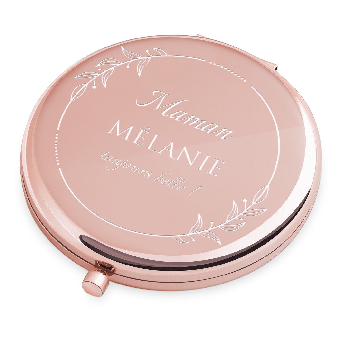 Miroir de bols redondo personalizado en oro rosa Murrano para el Día de las Madres