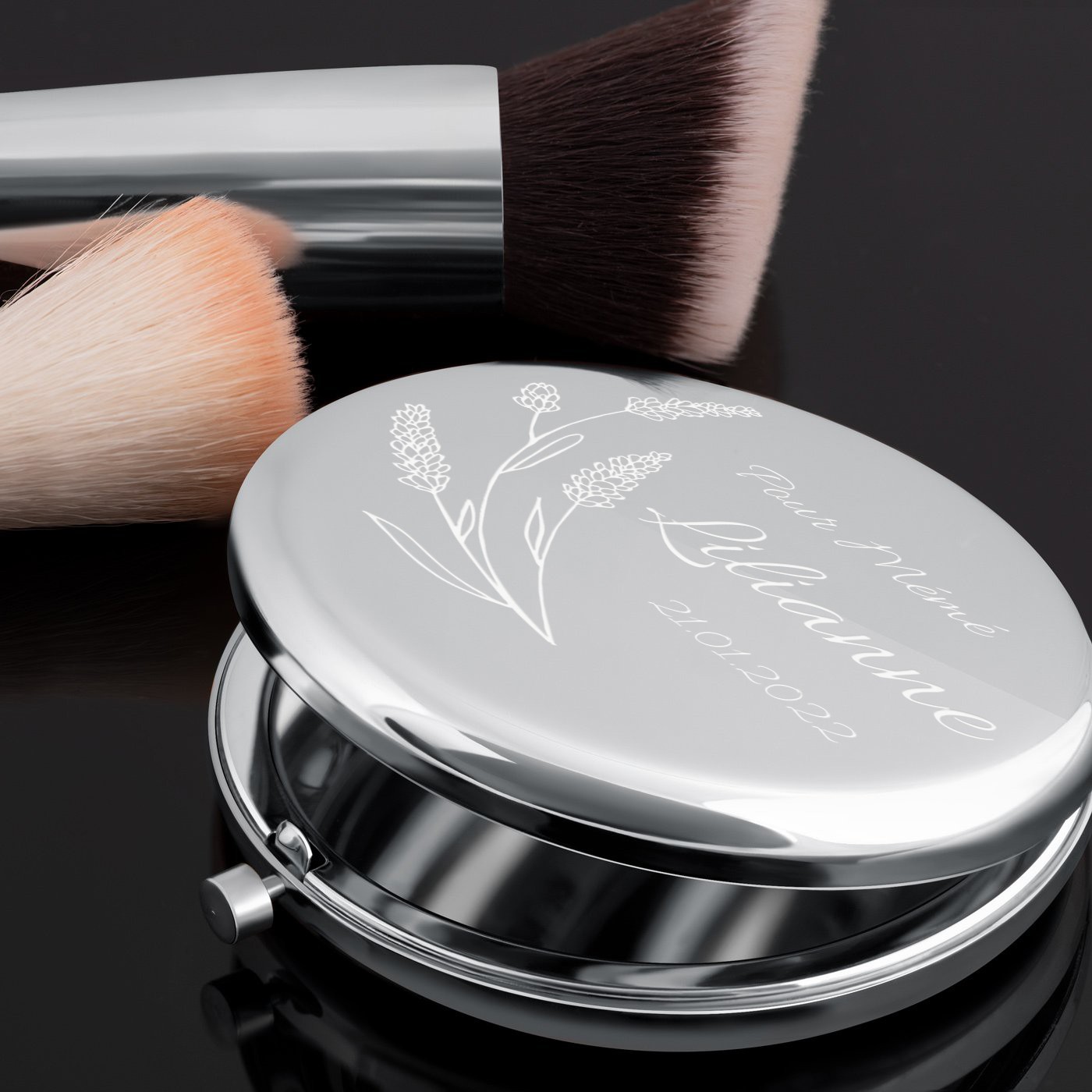 Miroir de bols redondo de Murrano con grabado en color plata para el Día de las Abuelas