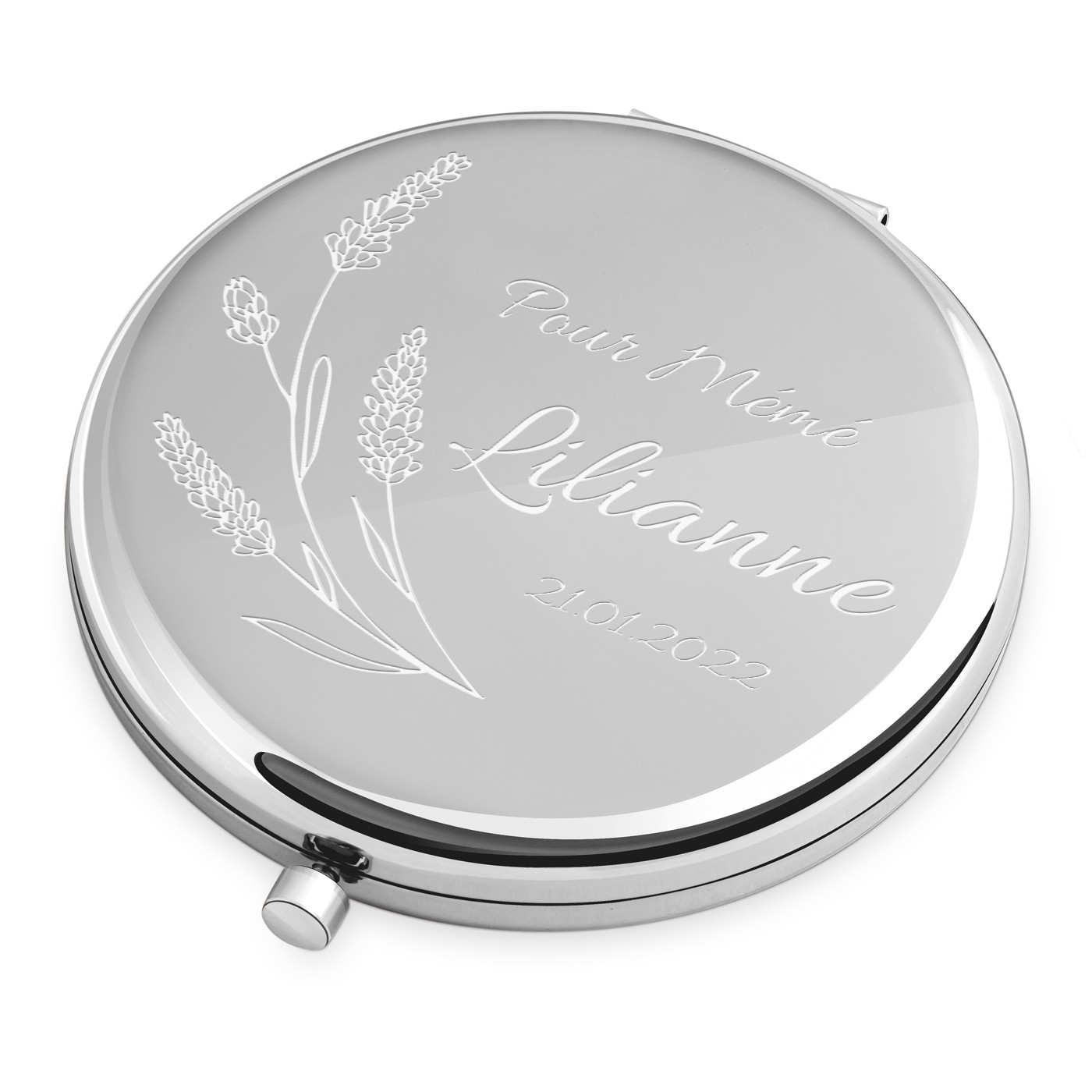 Miroir de bols redondo de Murrano con grabado en color plata para el Día de las Abuelas