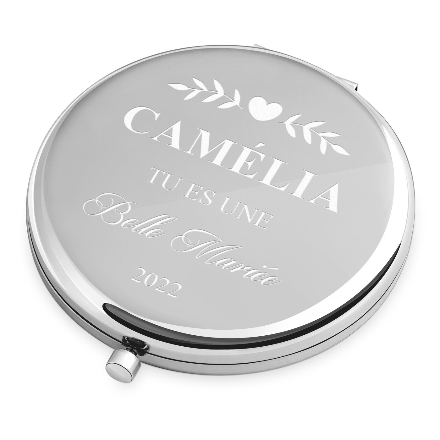 Miroir de bols redondo personalizado Murrano para la novia (Plata)
