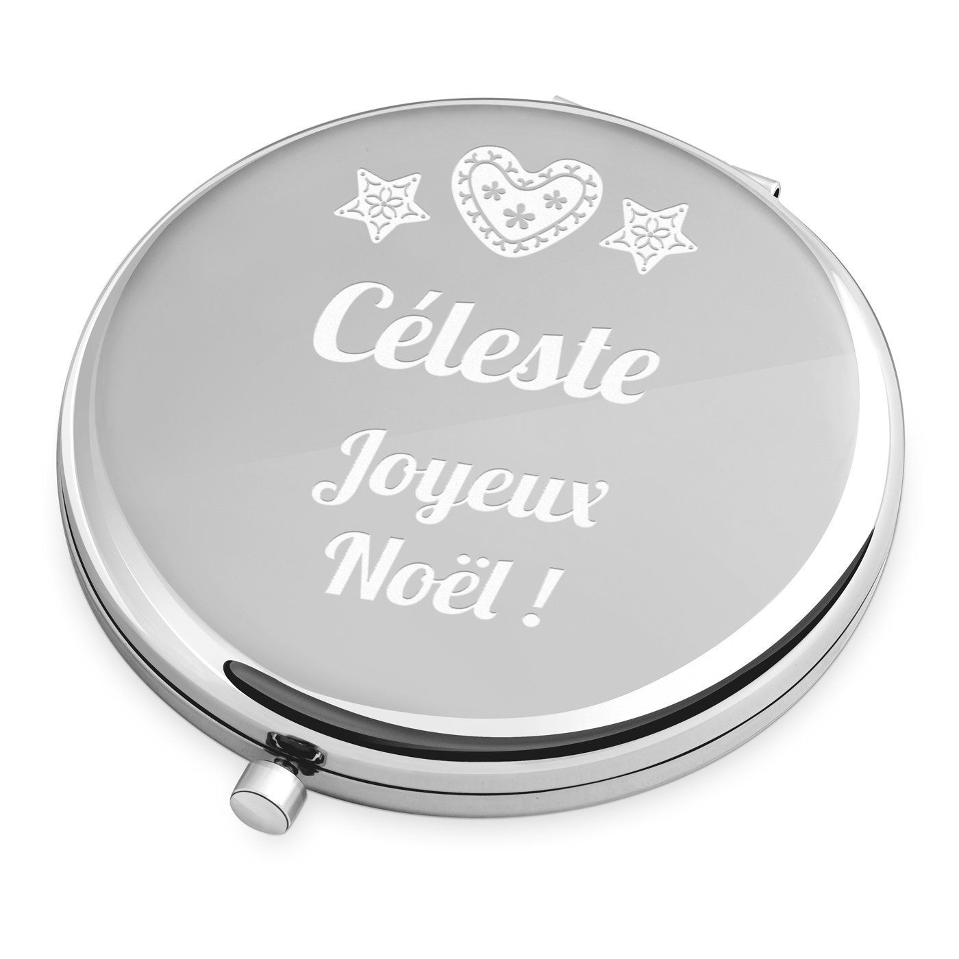 Espejo de mano redondo personalizado Murrano - Plata para mujer