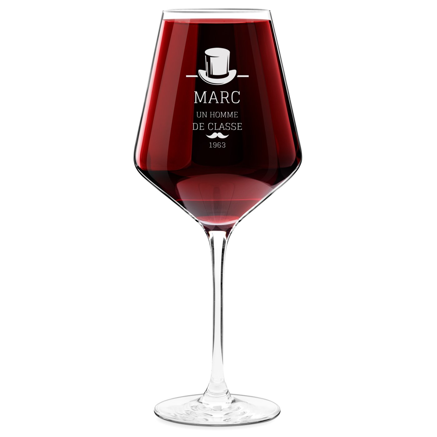 Copo de vino Murrano DE AVANTE GUARDIA grabado para el cumpleaños de un caballero