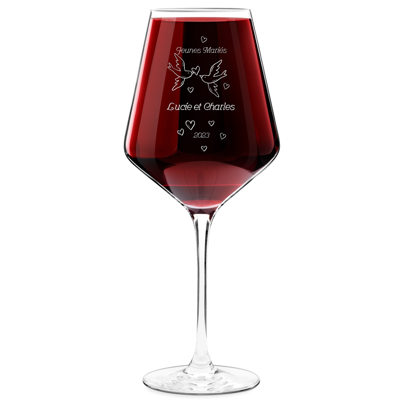 Copo de vino Murrano AVANT-GARDE grabado para novios