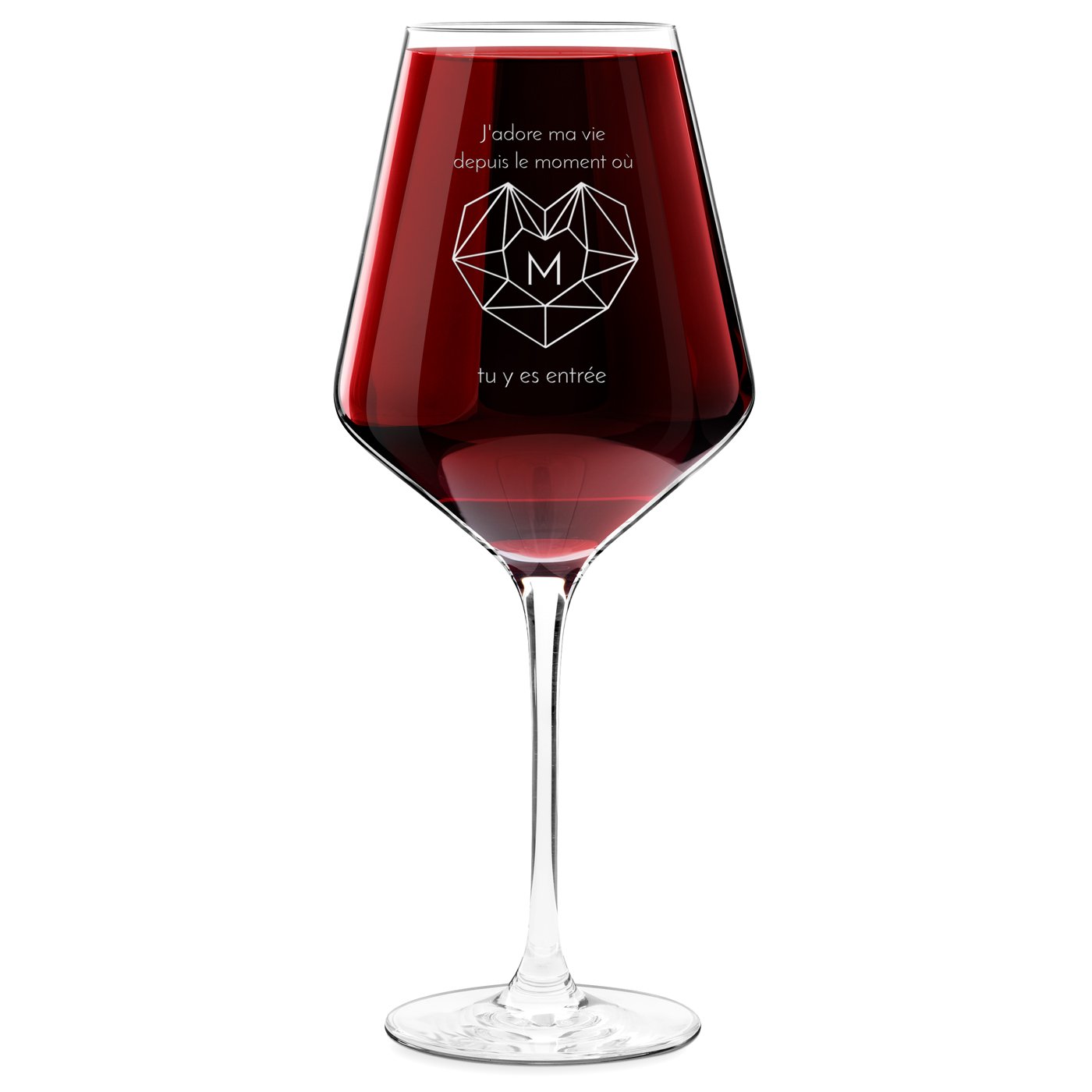 Vaso de vino Murrano AVANT-GARDE grabado para el Día de San Valentín