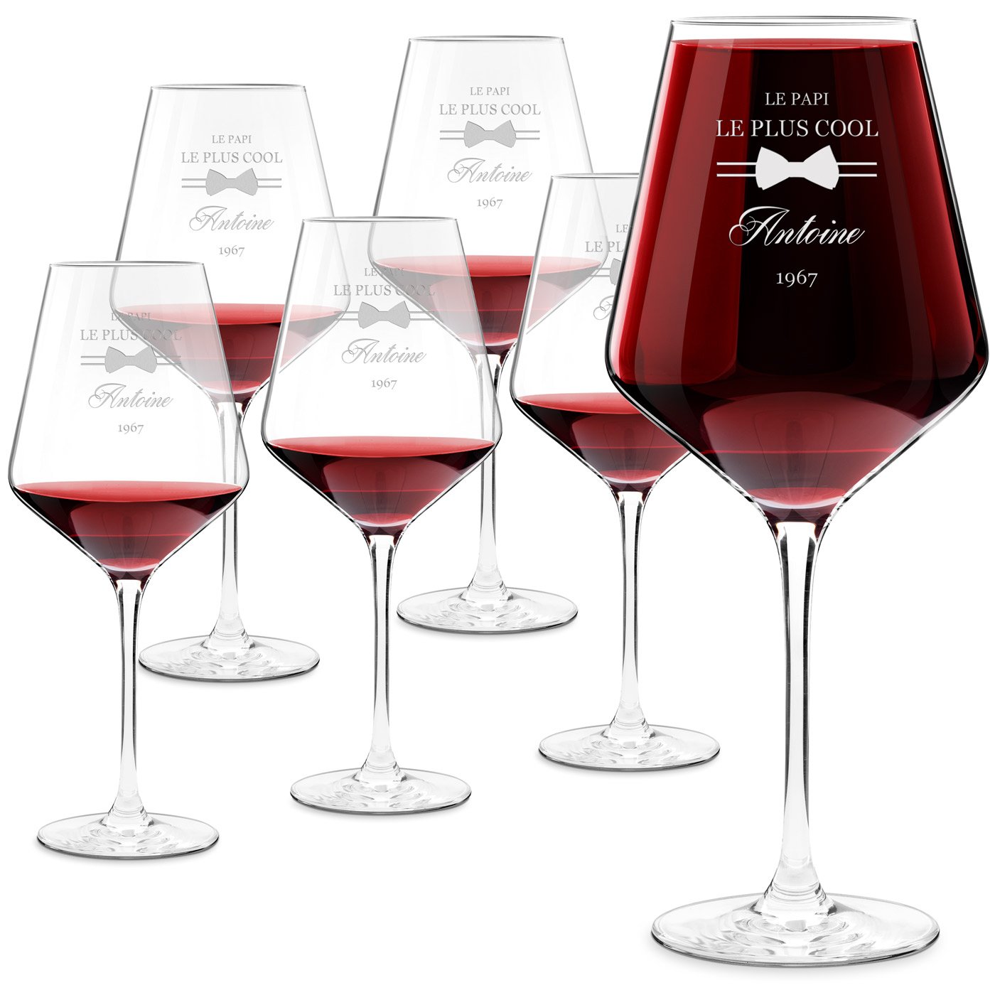 Set de 6 vasos de vino Murrano Avant-Garde con grabado para el abuelo