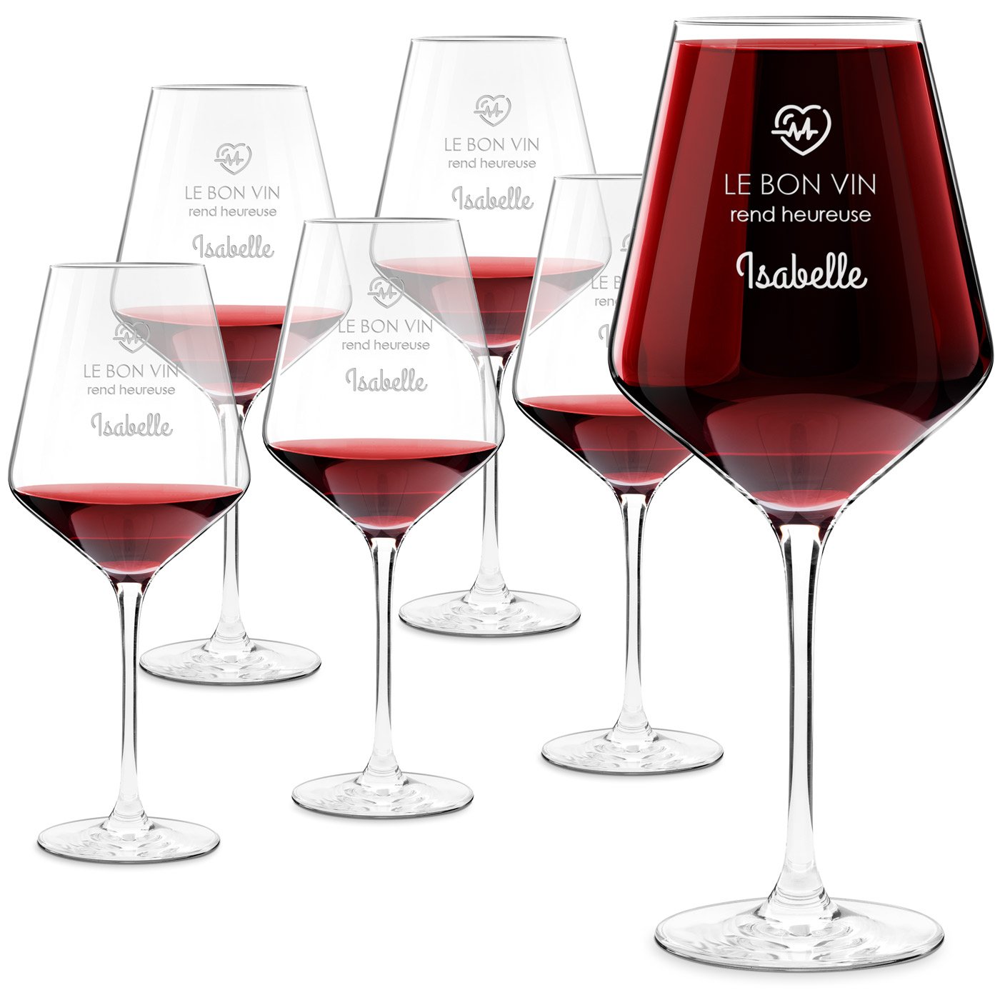 Set de copas de vino Murrano Avant-Garde (6 piezas) con grabado para el cumpleaños de una amiga