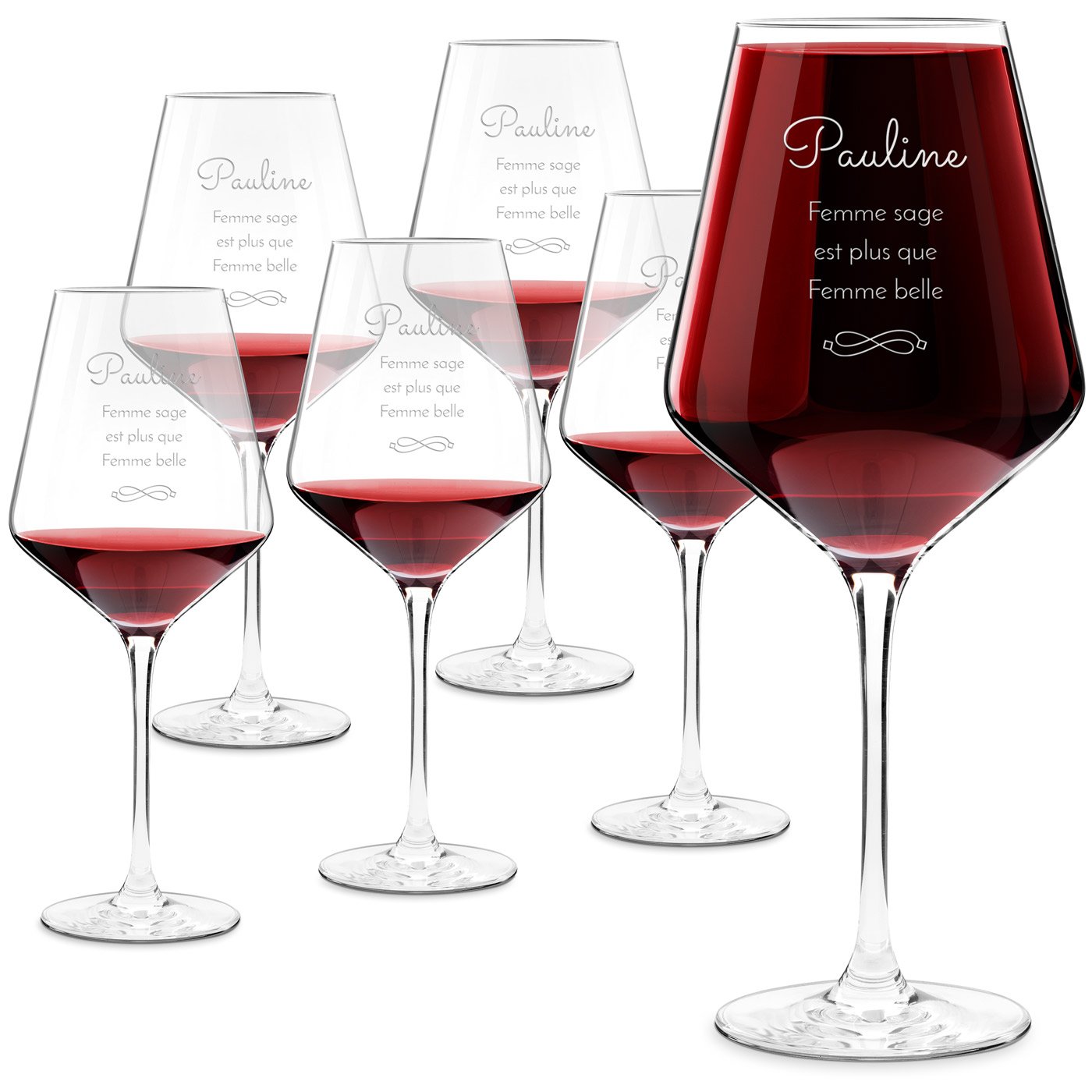 Set de vasos de vino Murrano Avant-Garde Personalizados (6 piezas) con Grabado láser para el cumpleaños de una mujer
