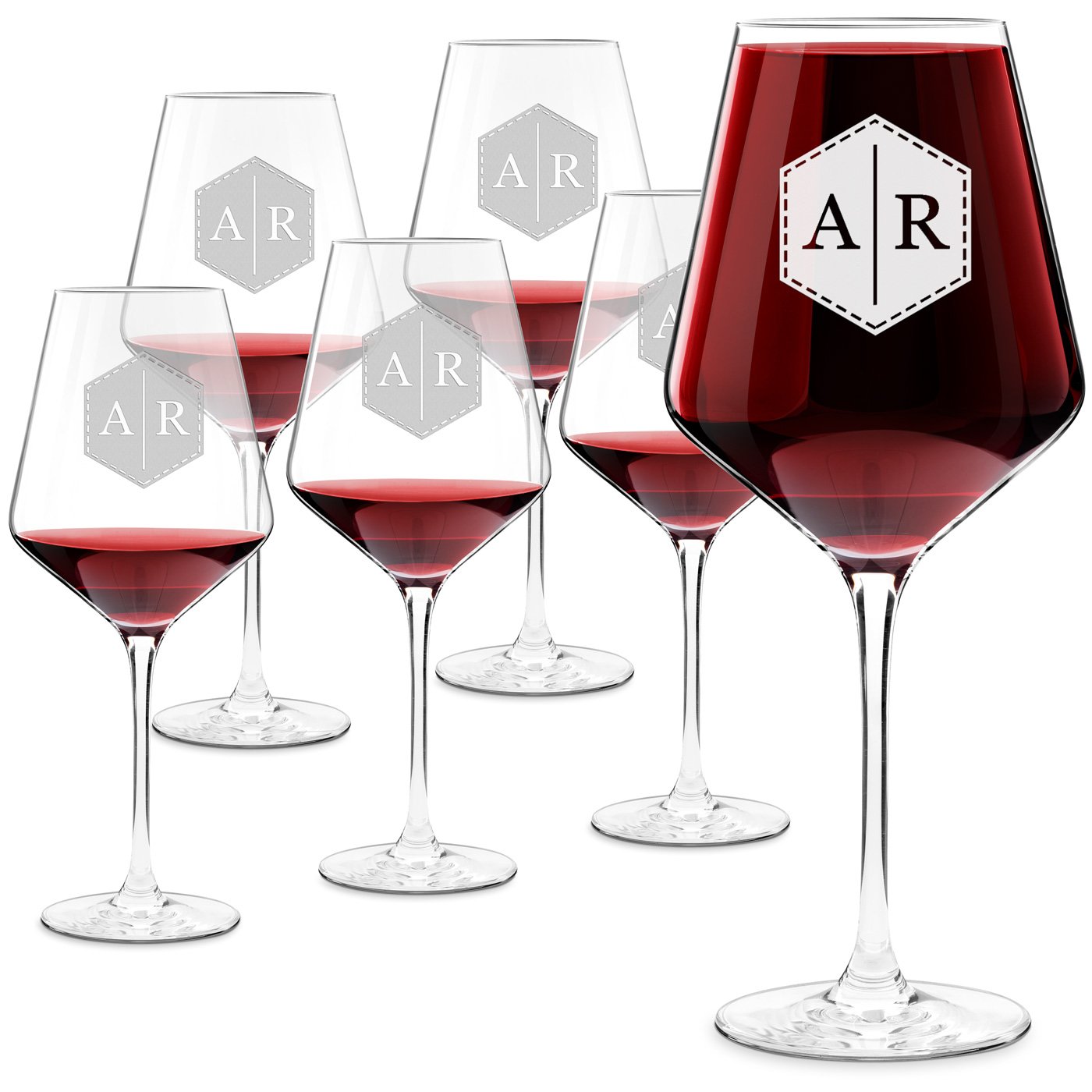 Set de vasos de vino Murrano Avant-Garde personalizados para pareja (6 piezas)