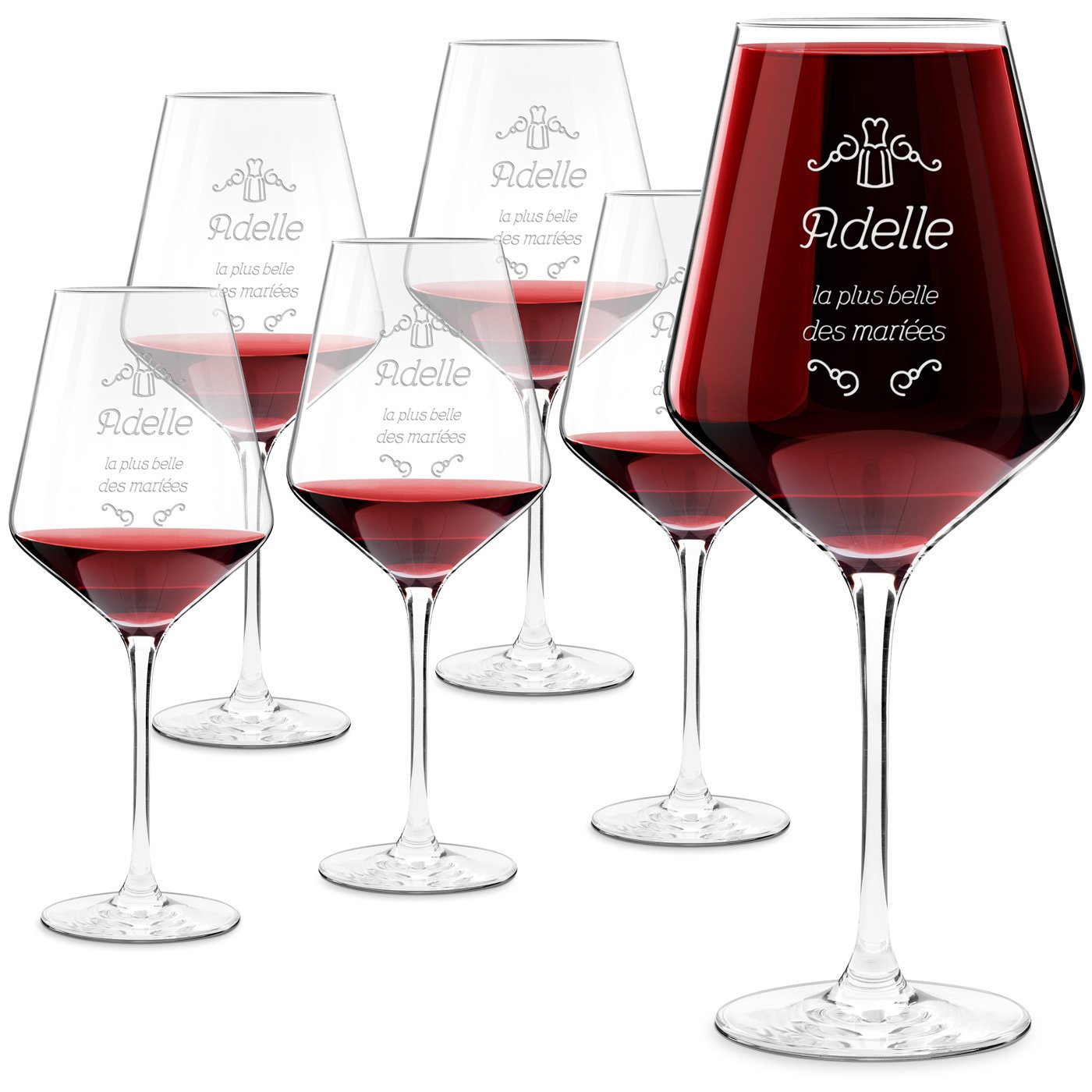 Set de copas de vino Murrano Avant-Garde personalizadas para novia (6 unidades)