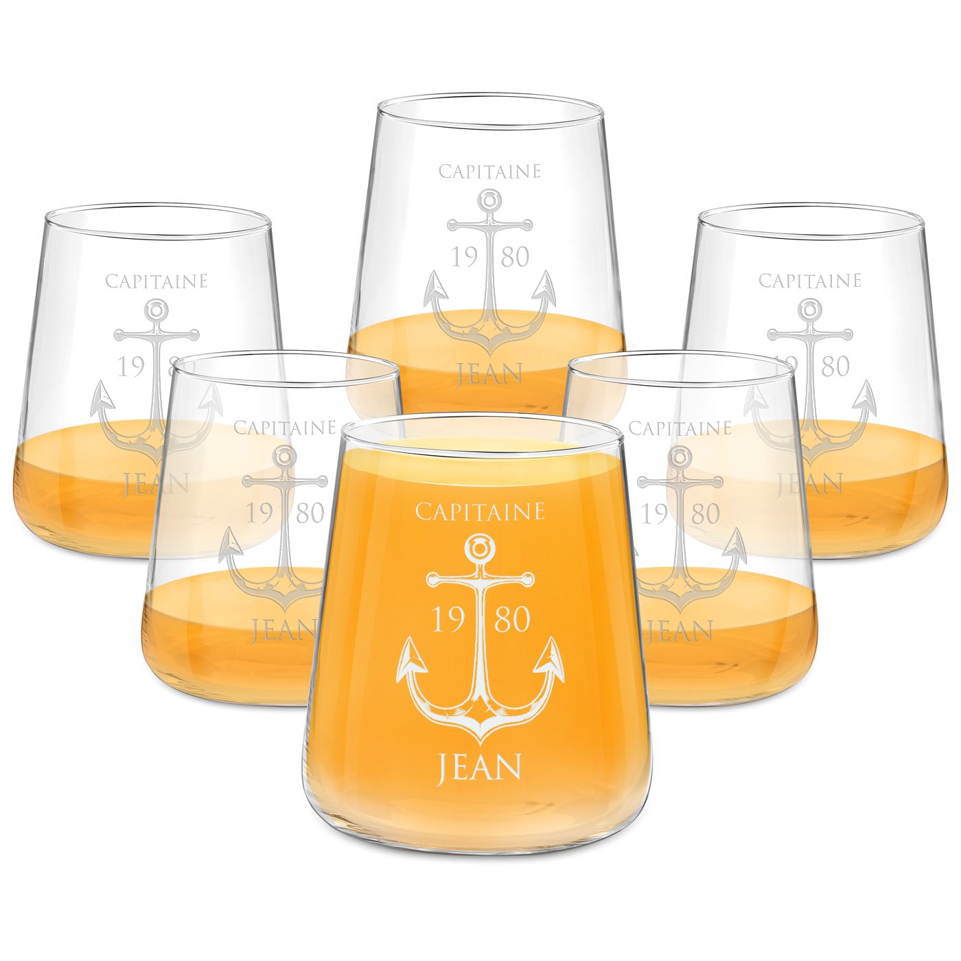 Set de vasos personalizados Murrano para el cumpleaños de un viajero