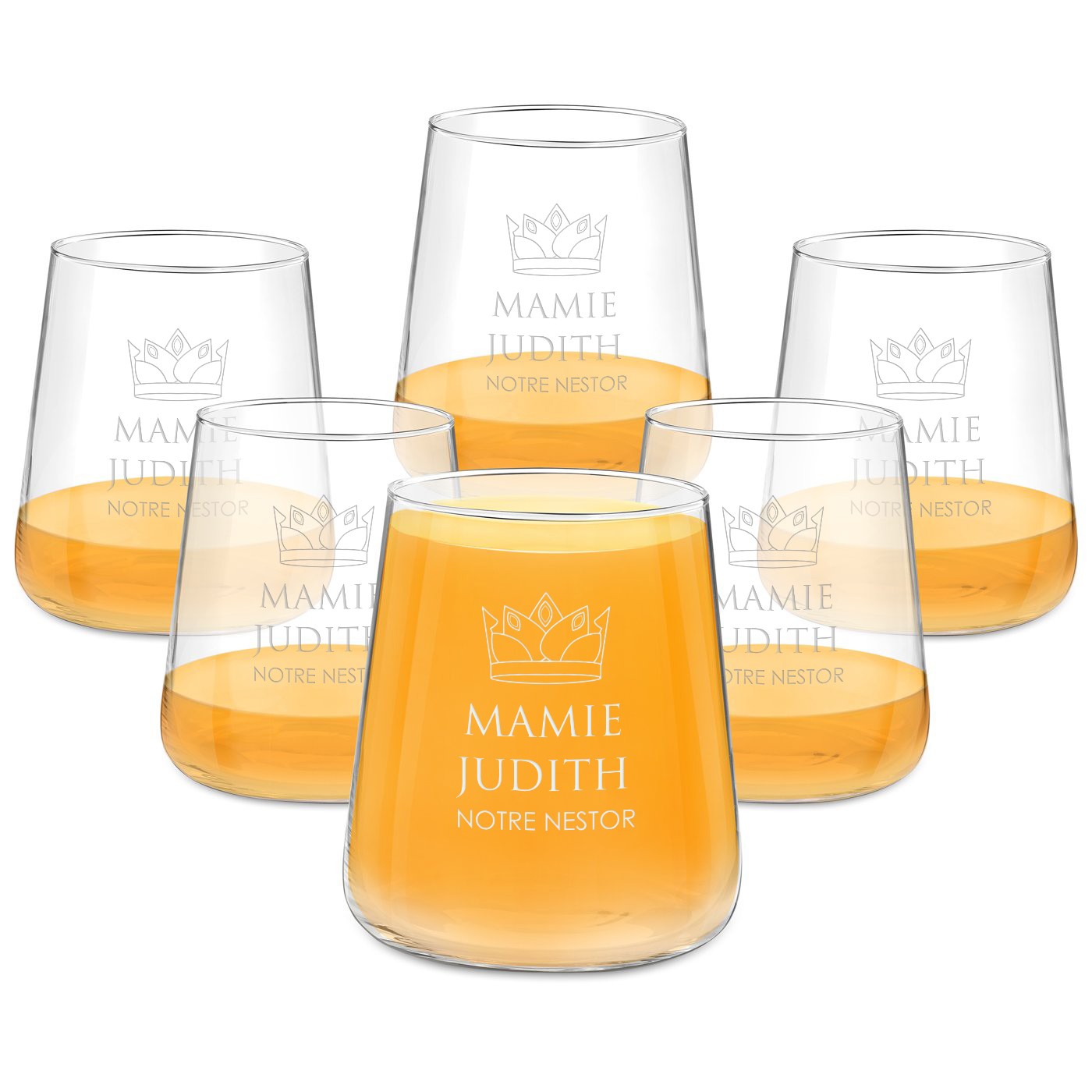 Set de 6 vasos grabados Murrano para el cumpleaños de una abuela