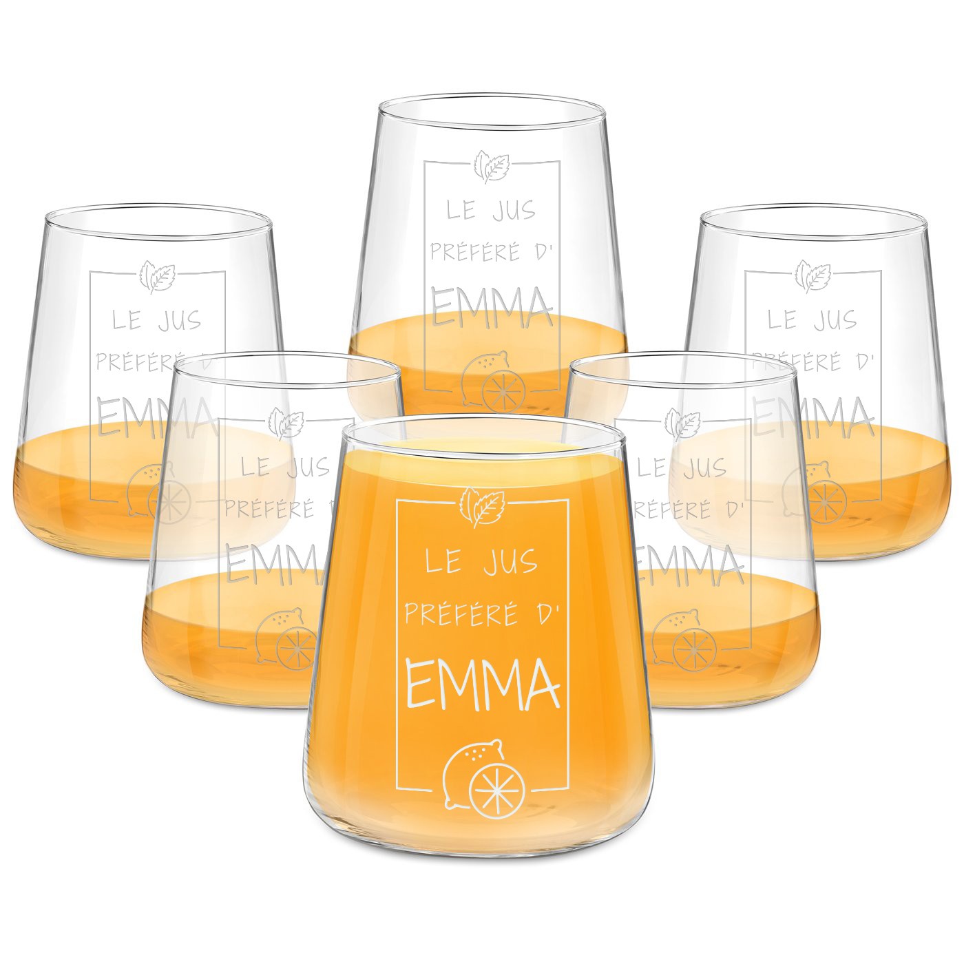 Set personalizado de 6 vasos de Murrano para el cumpleaños de una amiga
