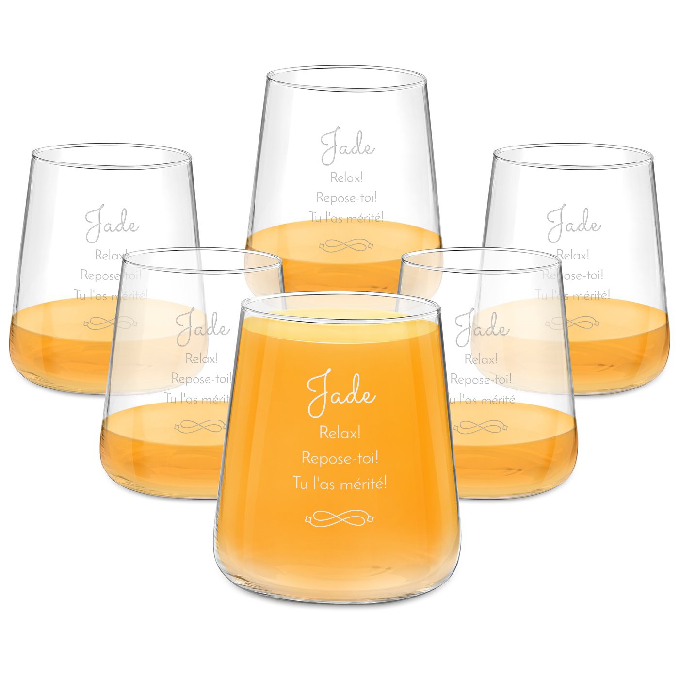Set personalizado de 6 vasos Murrano con grabado para el cumpleaños de una amiga