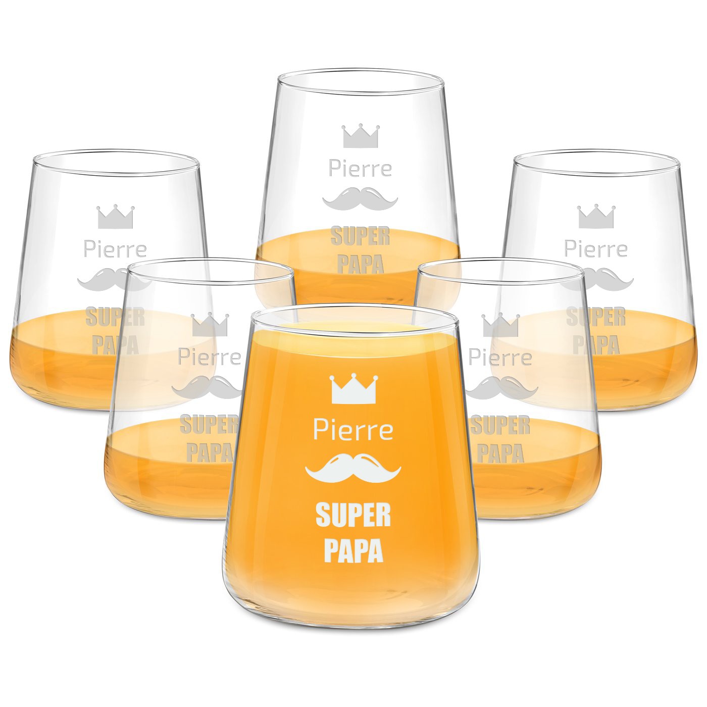 Juego de 6 vasos personalizados Murrano para el Día del Padre