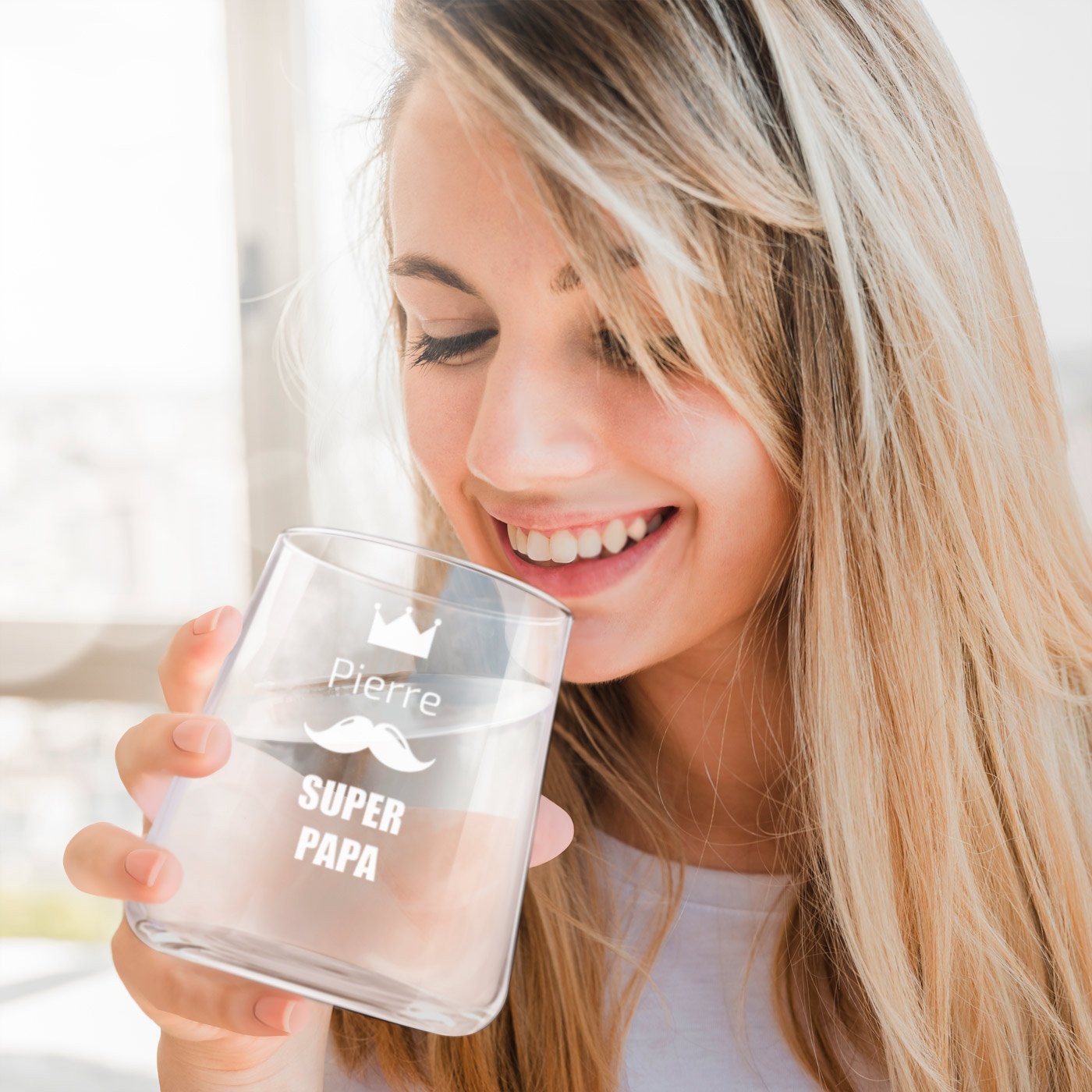 Juego de 6 vasos personalizados Murrano para el Día del Padre