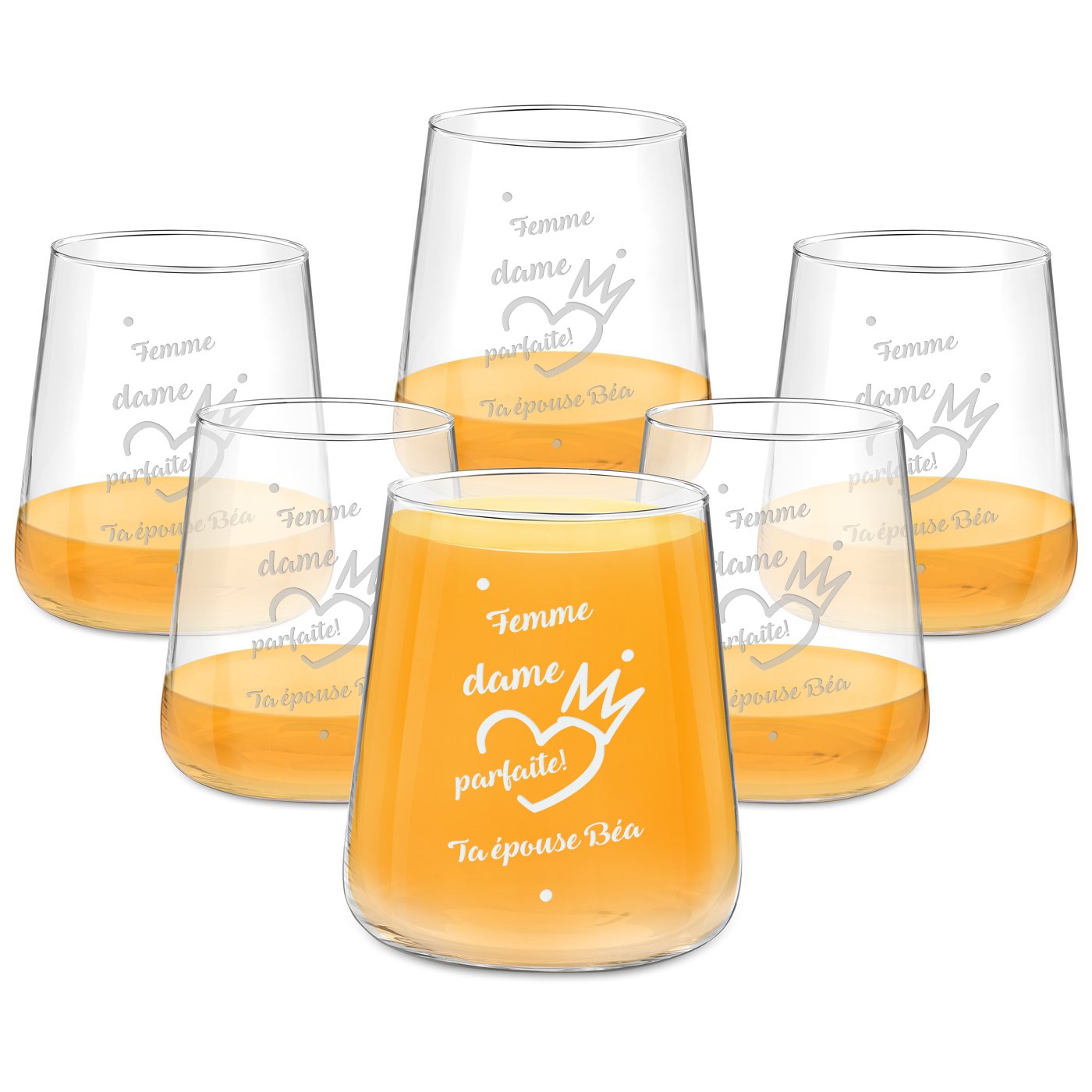 Set de vasos personalizados Murrano para el cumpleaños de una esposa