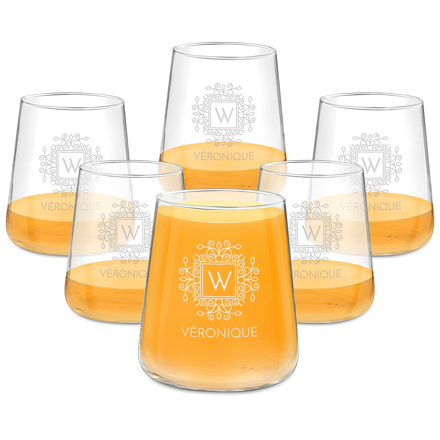Juego de 6 vasos personalizados Murrano para el Día de San Valentín o un regalo de cumpleaños