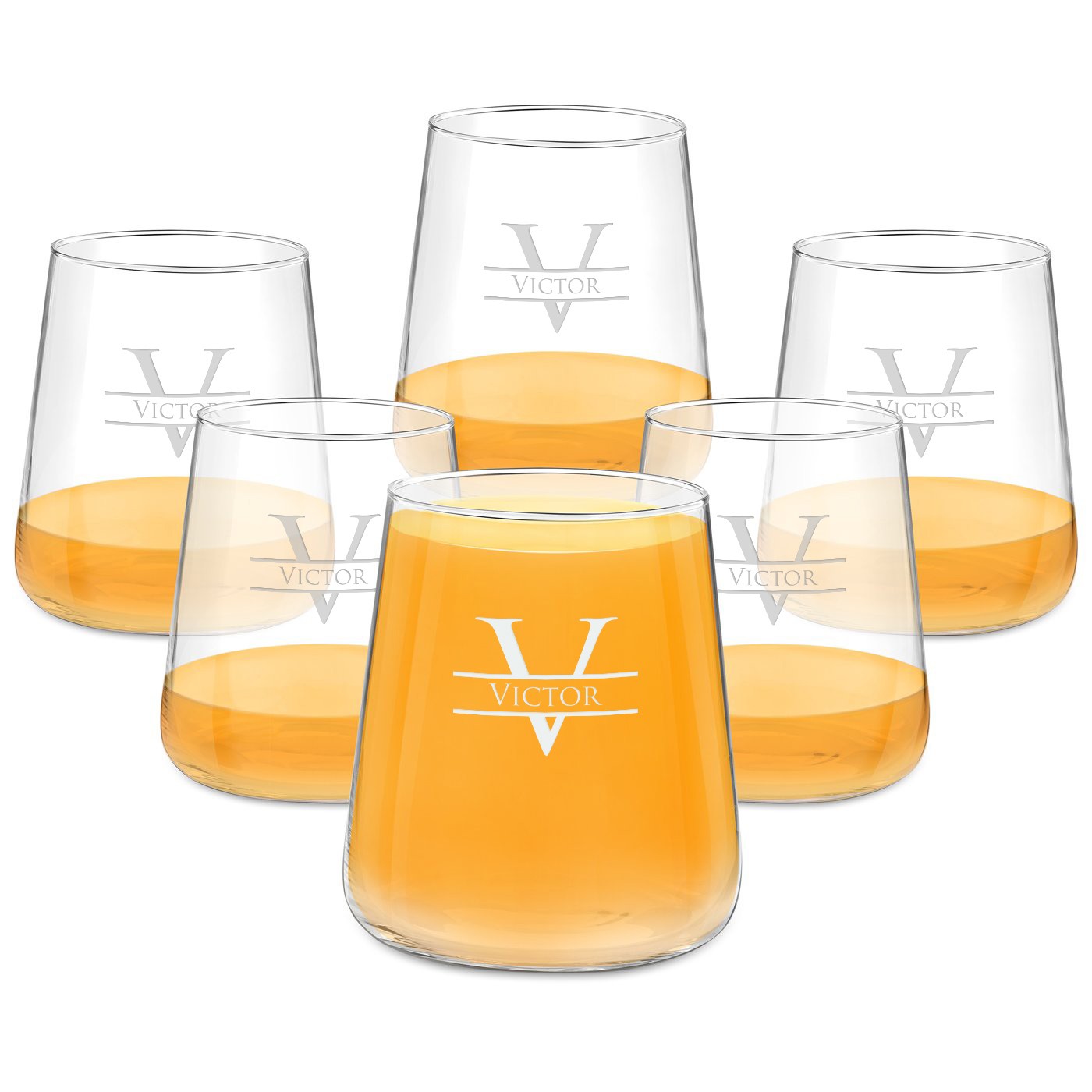 Conjunto de vasos personalizados Murrano para el cumpleaños de un amigo