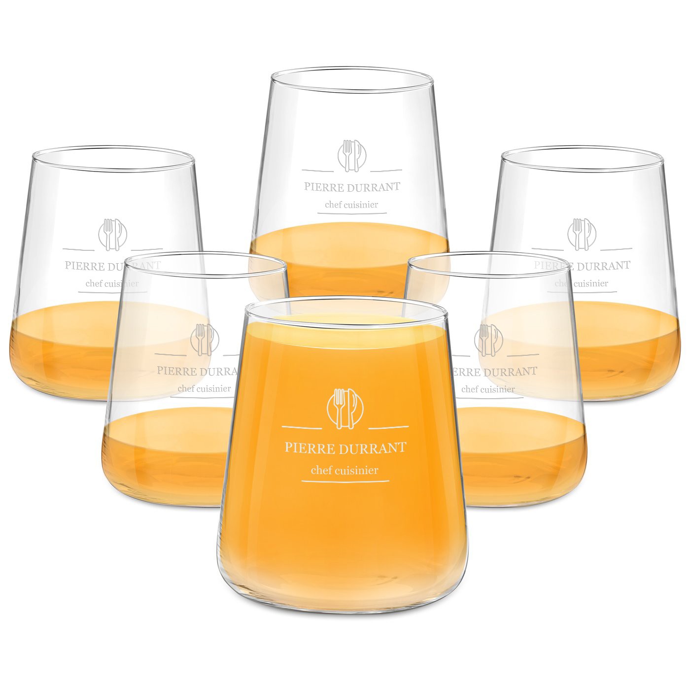 Set de vasos personalizados para el cumpleaños de un chef de Murrano (6 piezas)