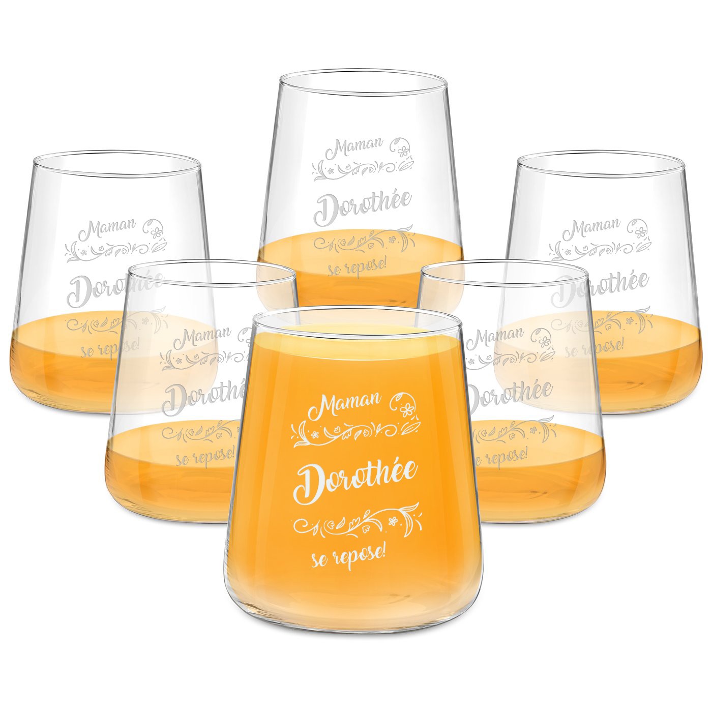 Set personalizado Murrano de 6 vasos para el cumpleaños de una mamá