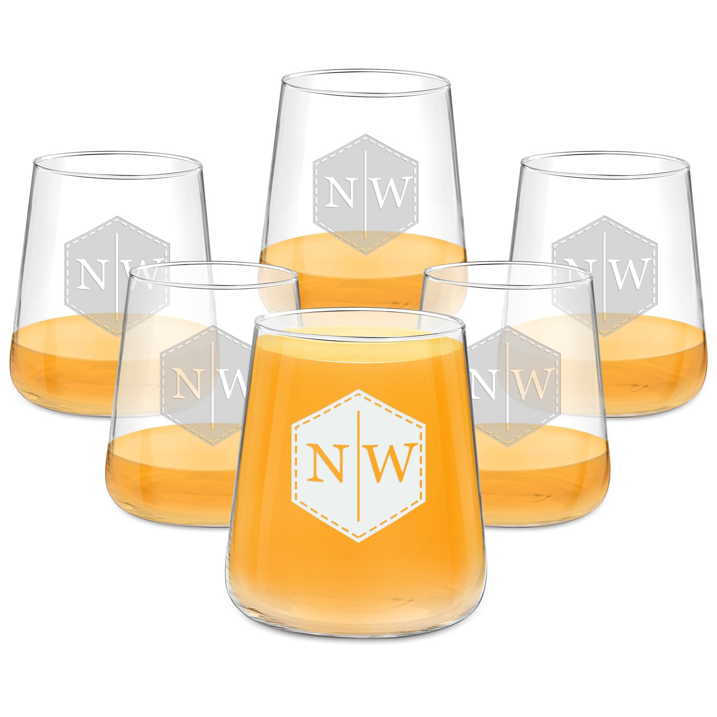 Set personalizado Murrano de 6 vasos para hombre, mujer o pareja para aniversario de bodas
