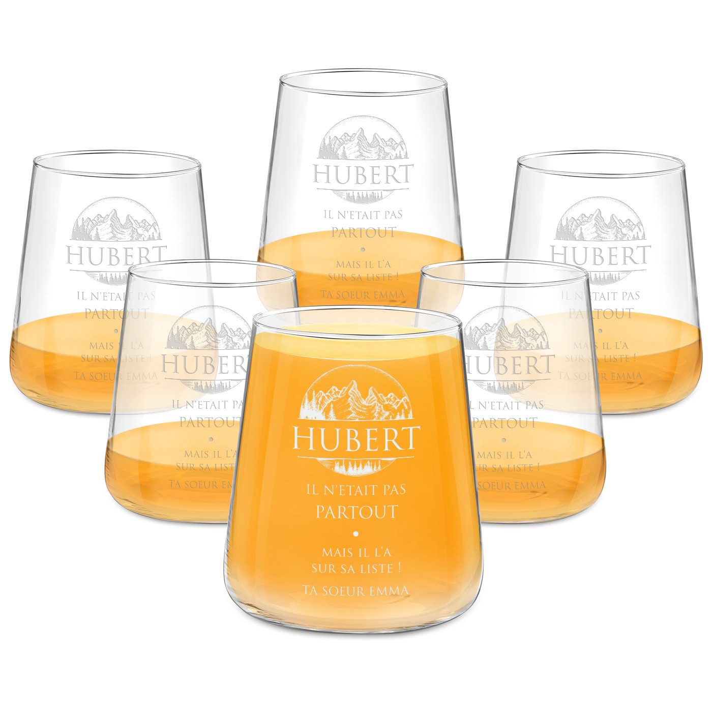 Conjunto de vasos personalizados Murrano para amante de la montaña