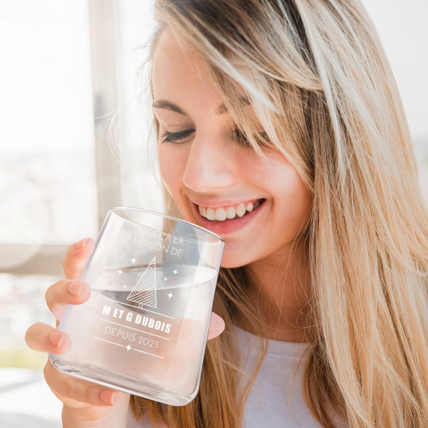 Juego personalizado de 6 vasos de Murrano para una pareja en Navidad
