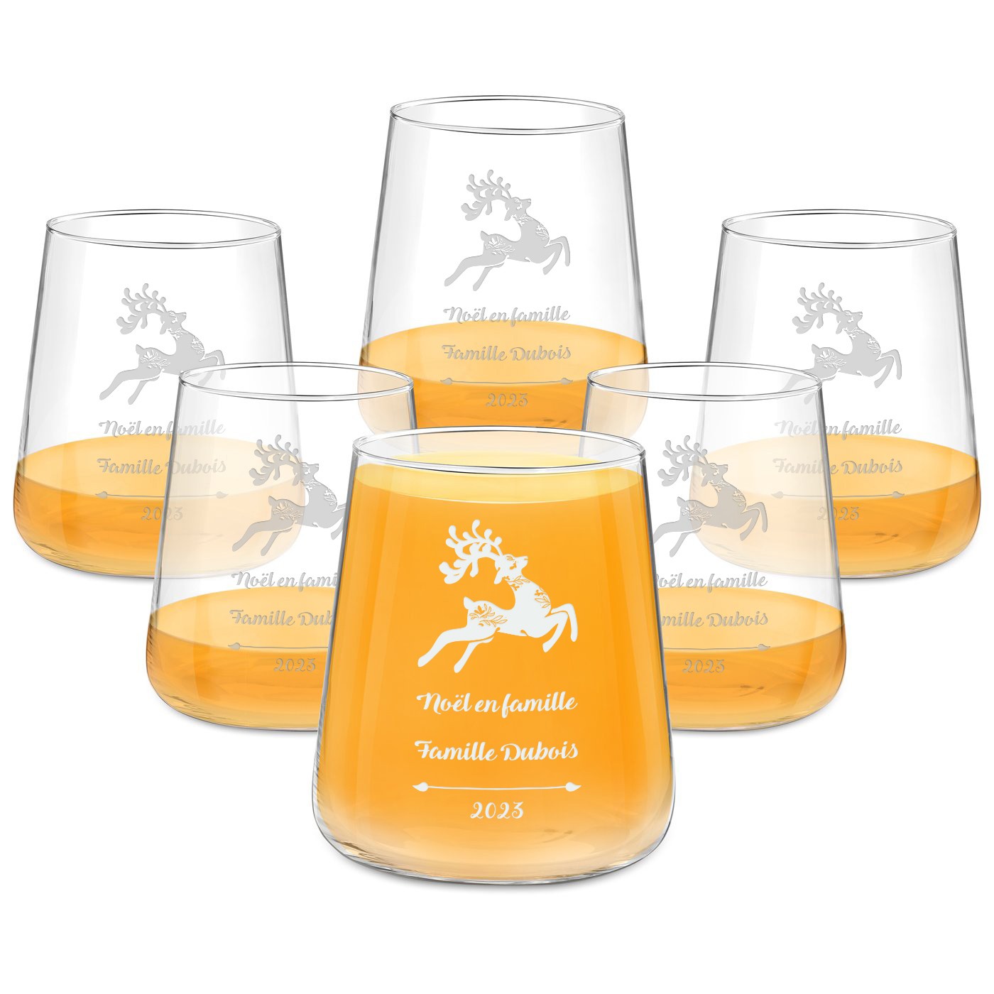 Set de vasos personalizados Murrano para padres en Navidad (paquete de 6)