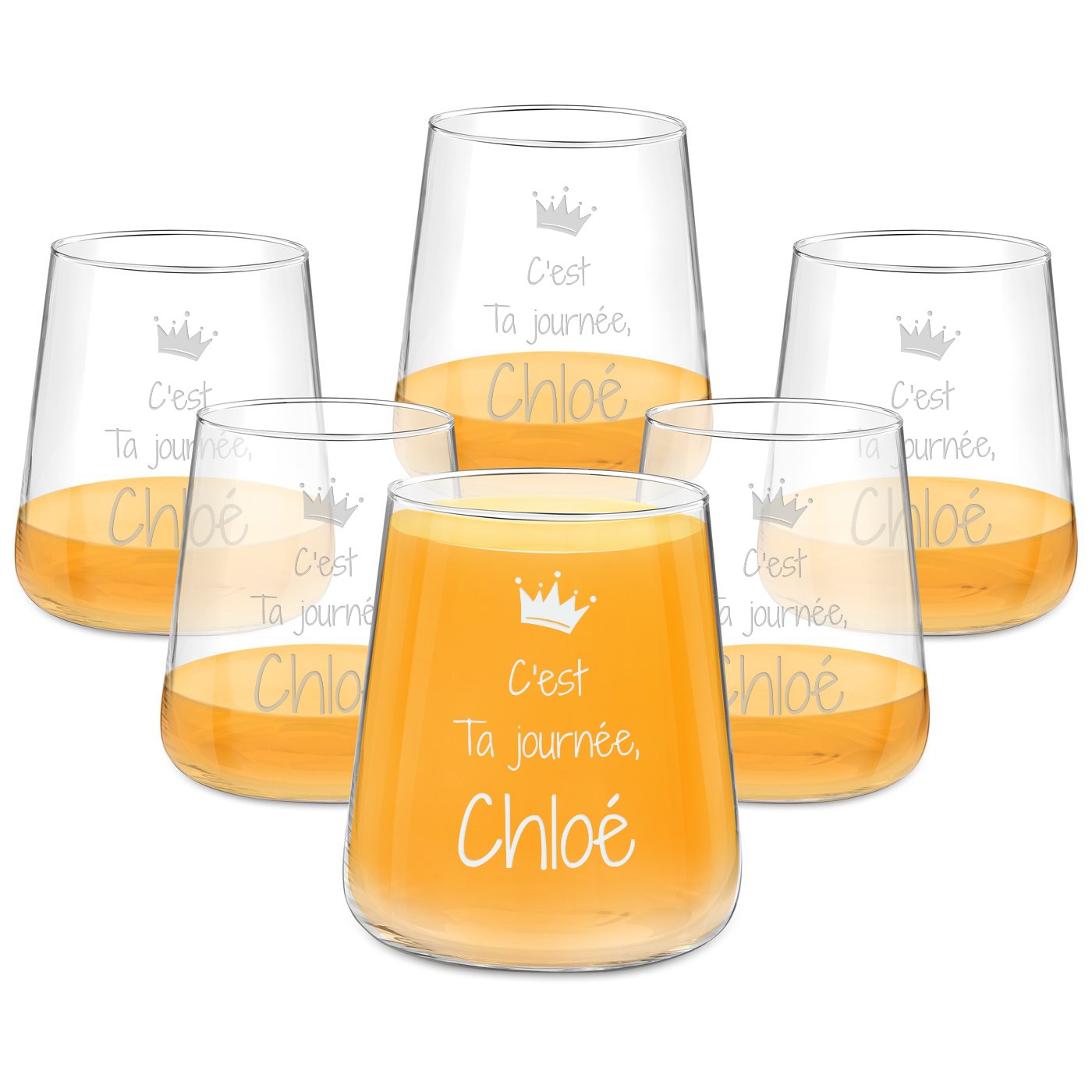 Conjunto personalizado Murrano de 6 vasos para una fiesta de soltera