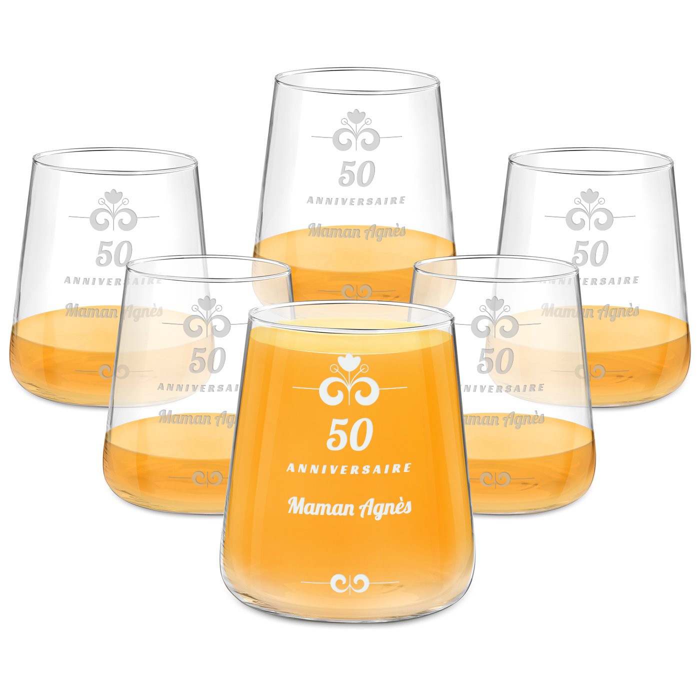 Murrano 6-Piece Engraved Glass Set for Mom's 50th Birthday