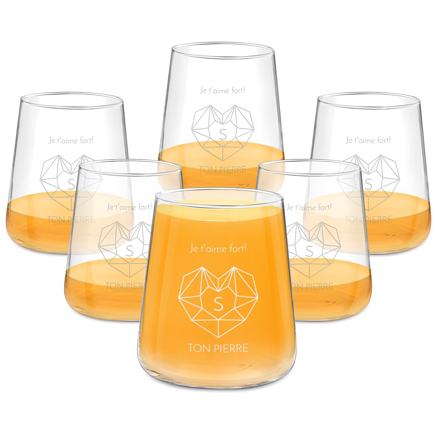Set personalizado de 6 vasos Murrano para esposa en el Día de San Valentín
