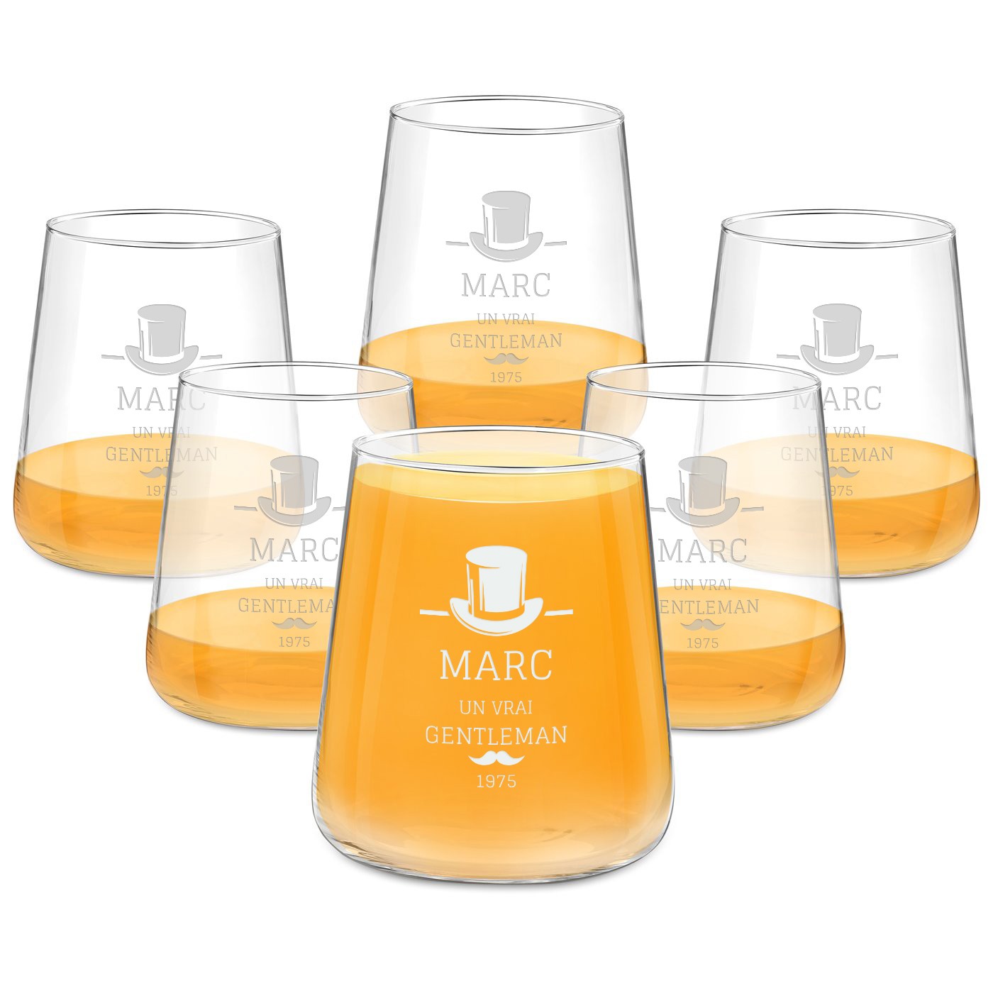Set de vasos personalizados Murrano para el cumpleaños de un caballero