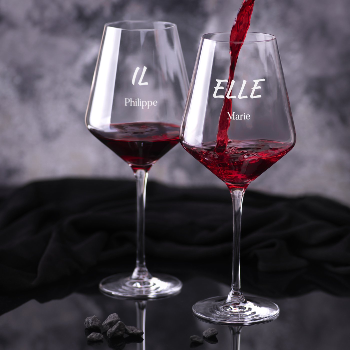 Copas de vino Murrano AVANT-GARDE grabadas - Para Ella y Él