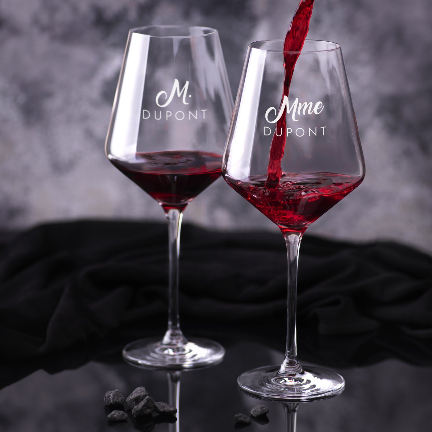 Juegos de copas de vino Murrano AVANT-GARDE grabadas con láser (conjunto de 2 piezas)