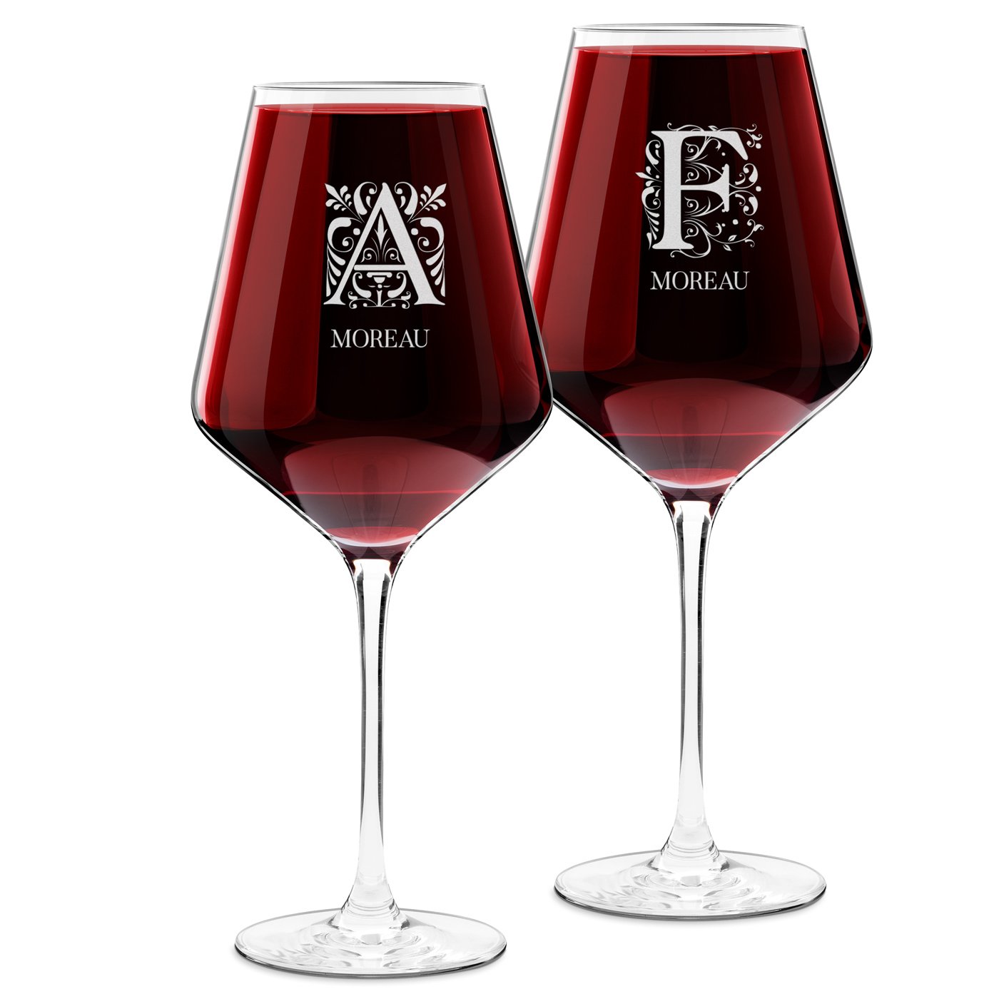 Copas de vino Murrano AVANT-GARDE grabadas para pareja (juego de 2 piezas)