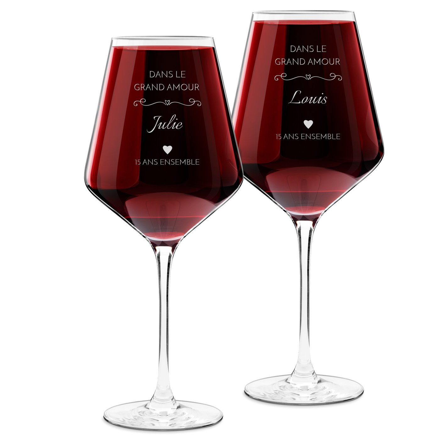 Copas de vino Murrano AVANT-GARDE personalizadas para pareja (15º aniversario de boda)
