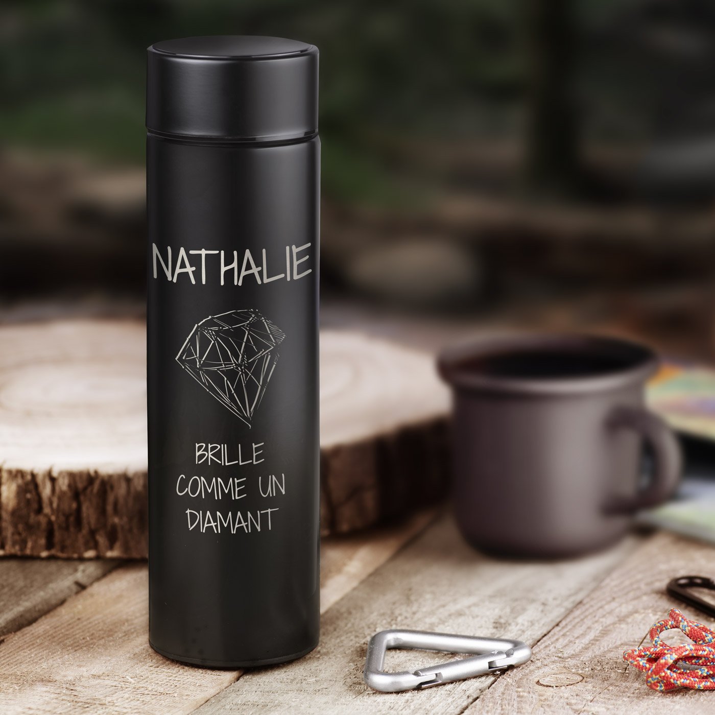 Botella Aislante Negra Personalizada con Pantalla LED para Novia en el Día de San Valentín
