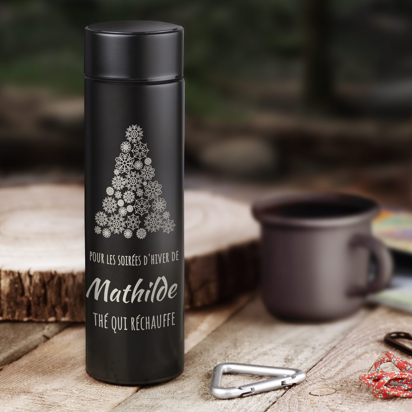 Murrano Personalized Black Insulated Bottle with LED Display for Her